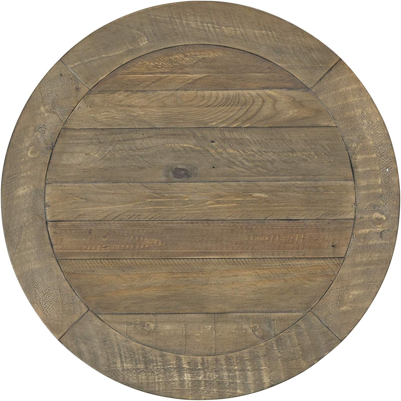 Napa Solid Wood Farmhouse Rustic Reclaimed Natural and White Stain Round End Side Accent Living Room Table, Nightstand Bedside 26" W x 26" D x 25" H