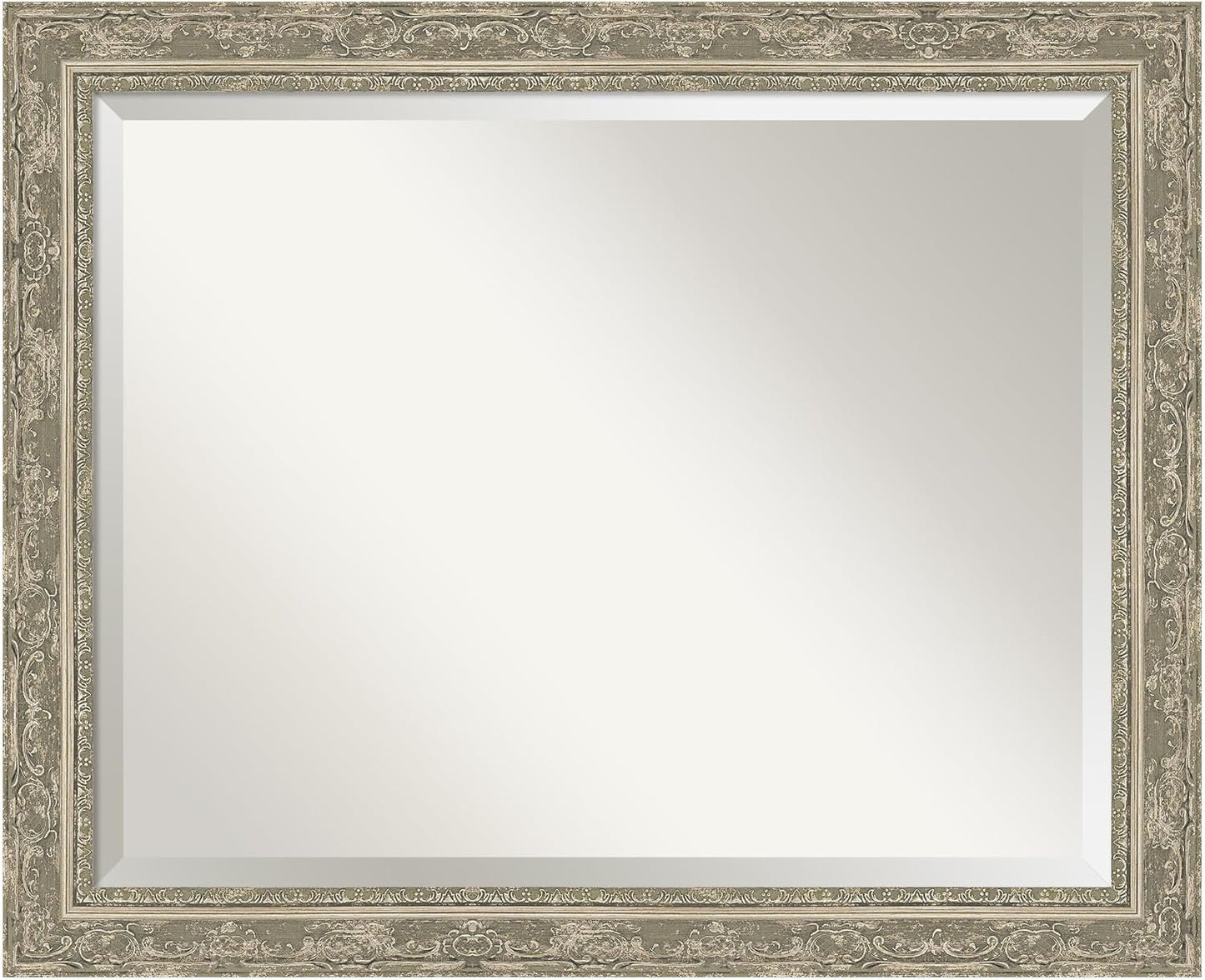 Amanti Art Bathroom Mirror for Over Sink, 27x33 Filigree Silver Rectangle Vanity Mirror, Large Traditional Frame, Hangs Horizonally and Vertically, Bathroom Wall Decor, Beveled Edge