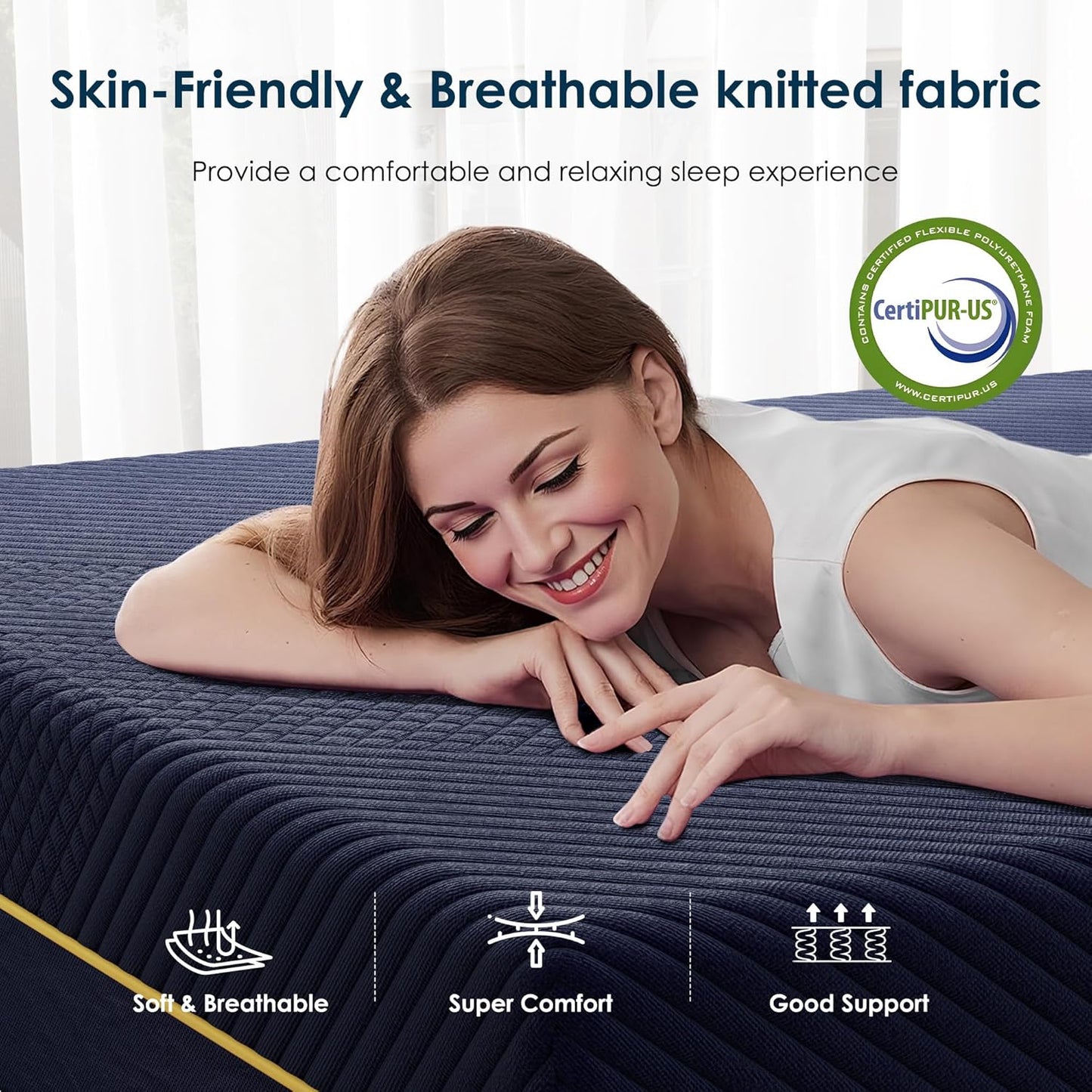 SDHYL Queen Mattress, 10 Inch Gel Infused Memory Foam Mattress for Good Sleep, Bed in a Box Mid Firm CertiPUR-US Certified & Fiberglass Free, Washable Cover, 80"*60"