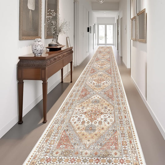 zesthome Washable Runner Rug 2.5x14 - Stain Resistant Entryway Rug,Ultra-Thin Kitchen Rugs, Anti Slip Backing Runner Rugs for Entrance Laundry Room Indoor Hallway (Orange,2.5'x14')