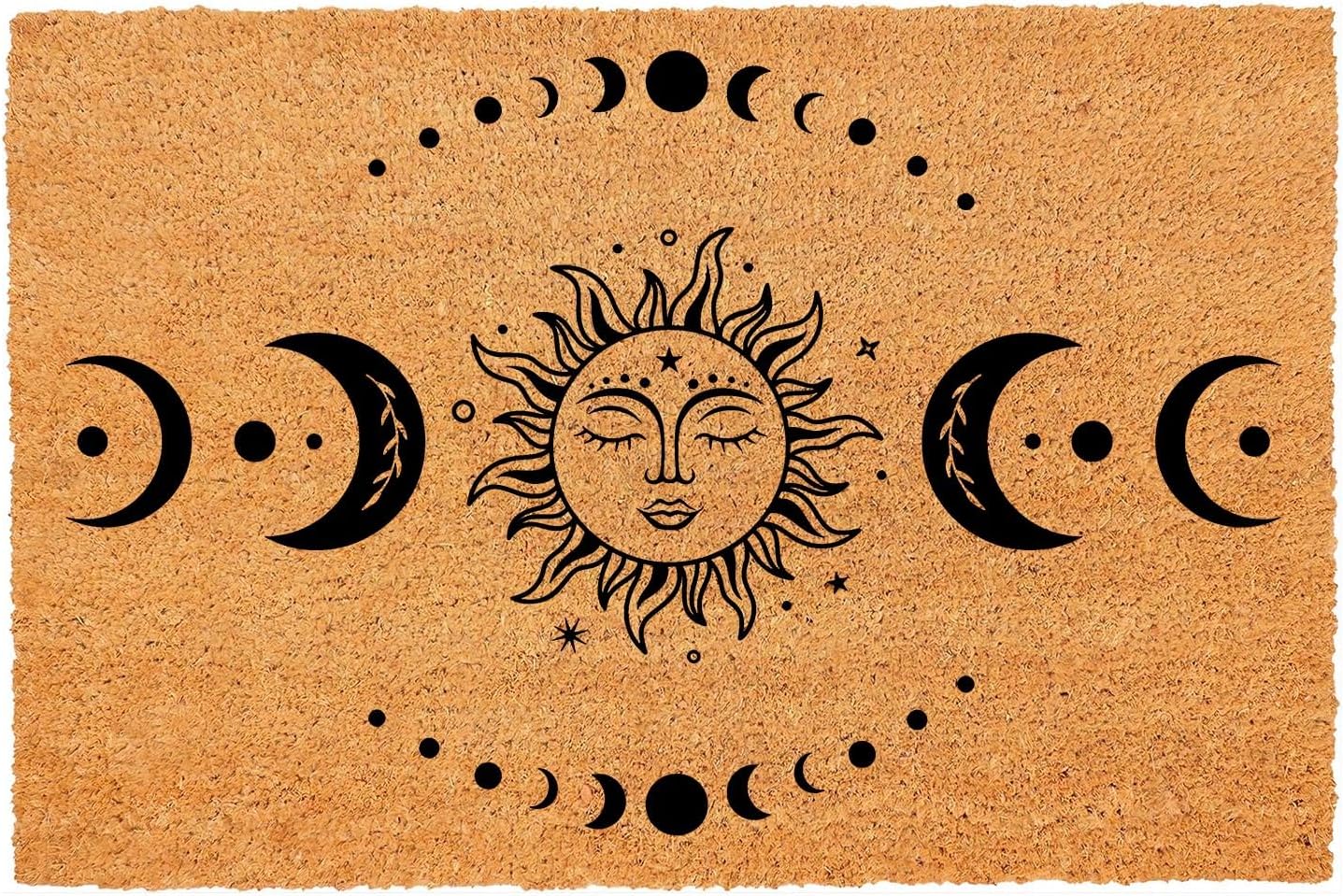 Funny Coir Doormat Sun and Moon Phase Magic Moon Door Mats for Entryway Decor Outdoor Mat with Heavy Duty Front Porch Welcome Mats Entry Natural Coir House Warming Gift Mat 23.7 x 15.7 inch