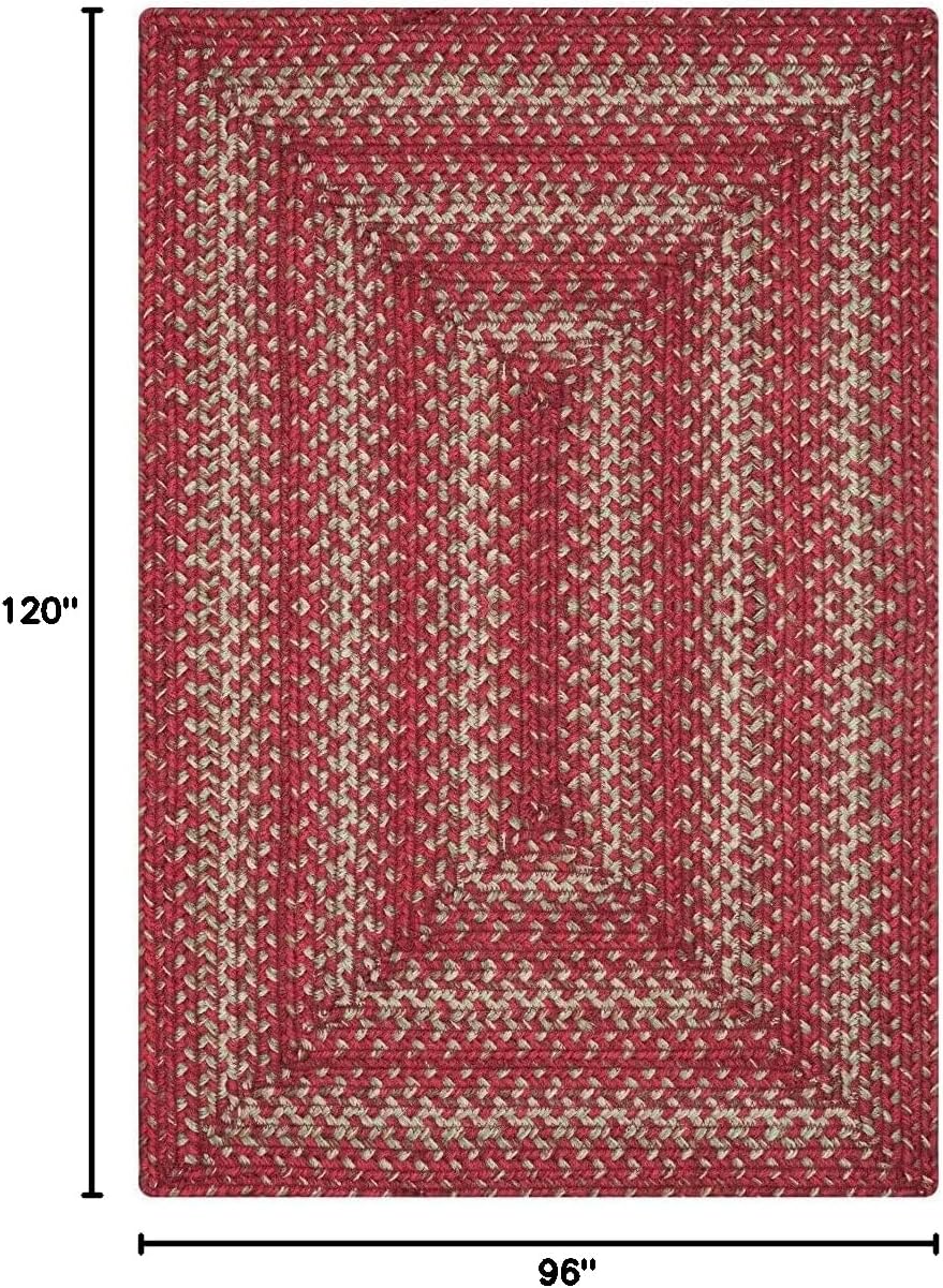Homespice Apple Pie Jute Red 8x10' Braided Area Rug for Living Room, Bedroom and Dining Room. Pet Friendly. Decor Styles- Farmhouse Rug, Rustic, Vintage, Cottage, Primitive, Country, Boho Rug