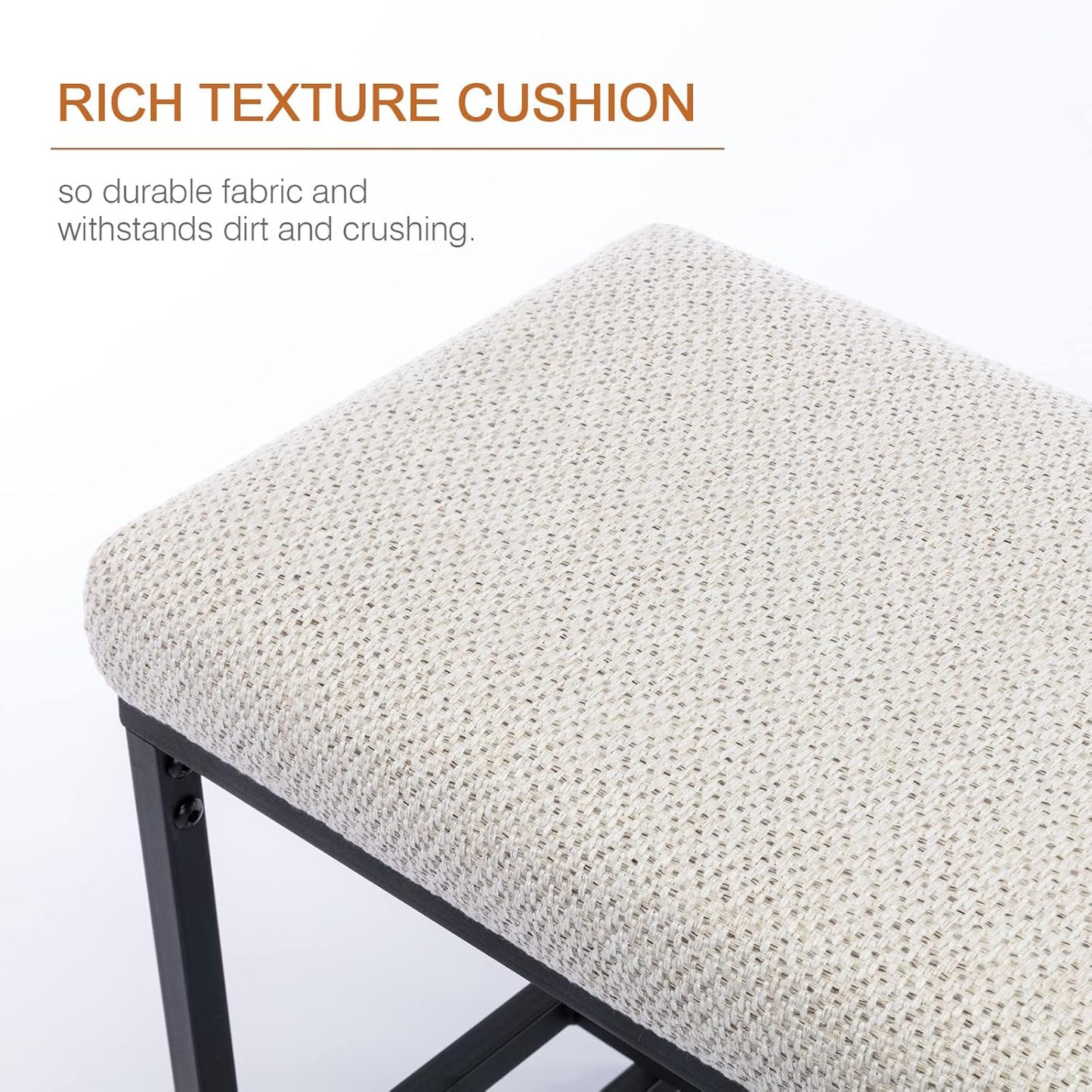 Zesthouse Upholstered Shoe Bench Entryway with Storage, Comfy Line Fabric Bench for Bedroom End of Bed, Metal Shoe Rack for Closet Hallway Doorway Living Room Mudroom, Beige