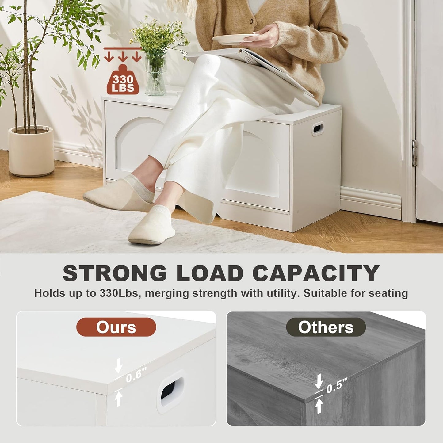 Storage Bench, 39.4" Shoe Bench with Storage, 2 Tier Entryway Bench with 2 Doors, Adjustable Shelf, 39.4" W x 15.8" D x 18.1" H, Holds up to 330lbs for Entryway Living Room Bedroom Hallway, White