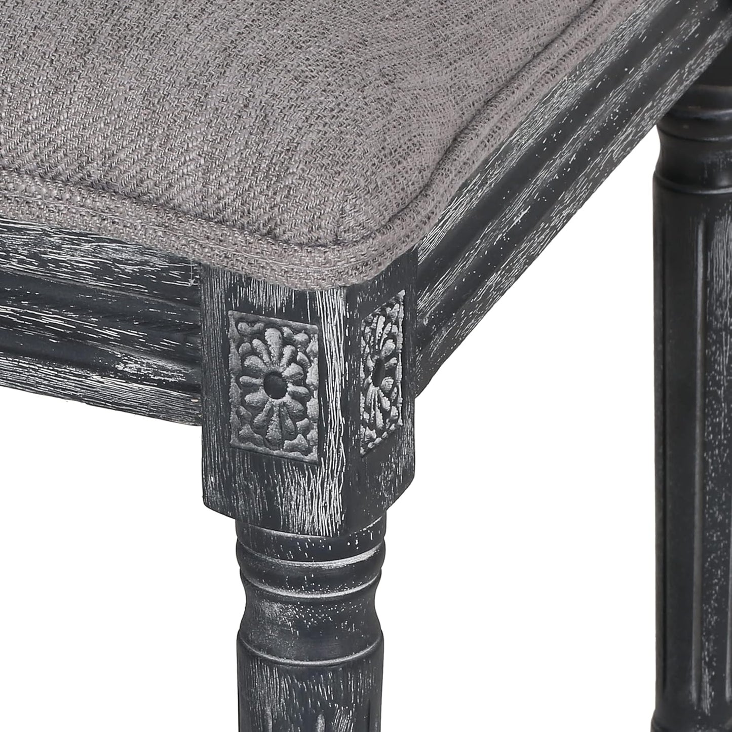 Christopher Knight Home Regina French Country Dining Chairs Set of 2, Wooden Dining Room Chair, High Back Kitchen Side Chair, Fabric Upholstered Armless Extra Seat, Gray