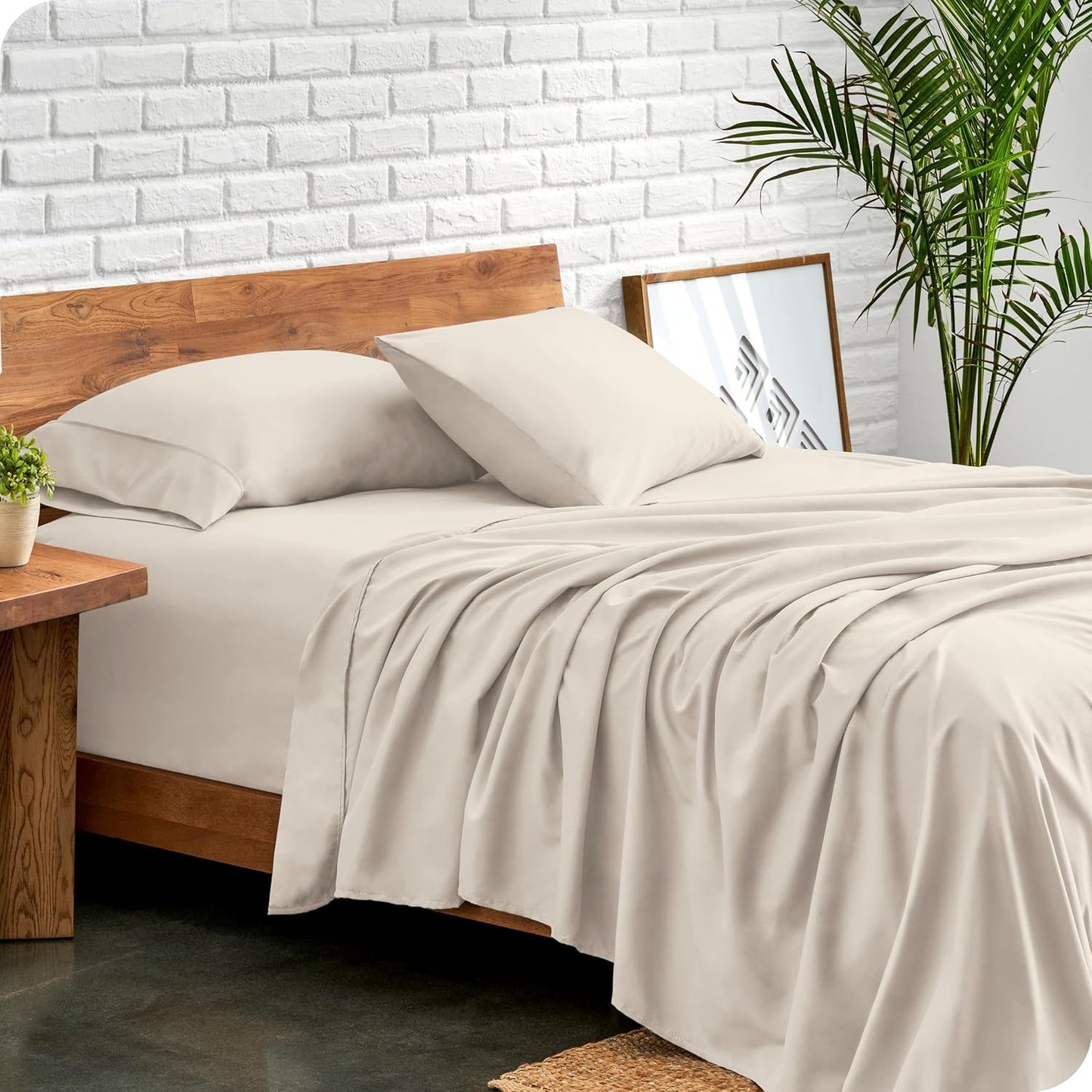Bare Home Twin XL Sheet Set - 1800 Ultra-Soft Microfiber Twin Extra Long Bed Sheets - Double Brushed - Deep Pockets - Easy Fit - Extra Soft - 3 Piece Set - Bed Sheets & Pillowcases (Twin XL, Wheat)