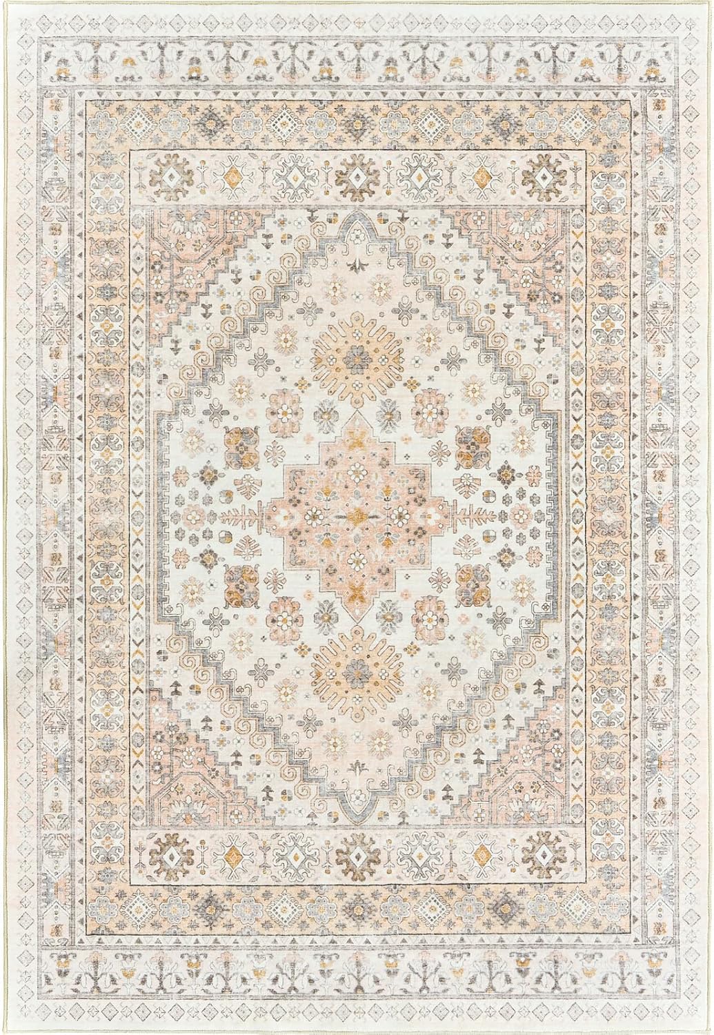 zesthome 8x10 Area Rugs for Living Room,Non-Slip Backing Washable Rugs,Vintage Large Area Rug，Stain Resistant Home Decor Rug