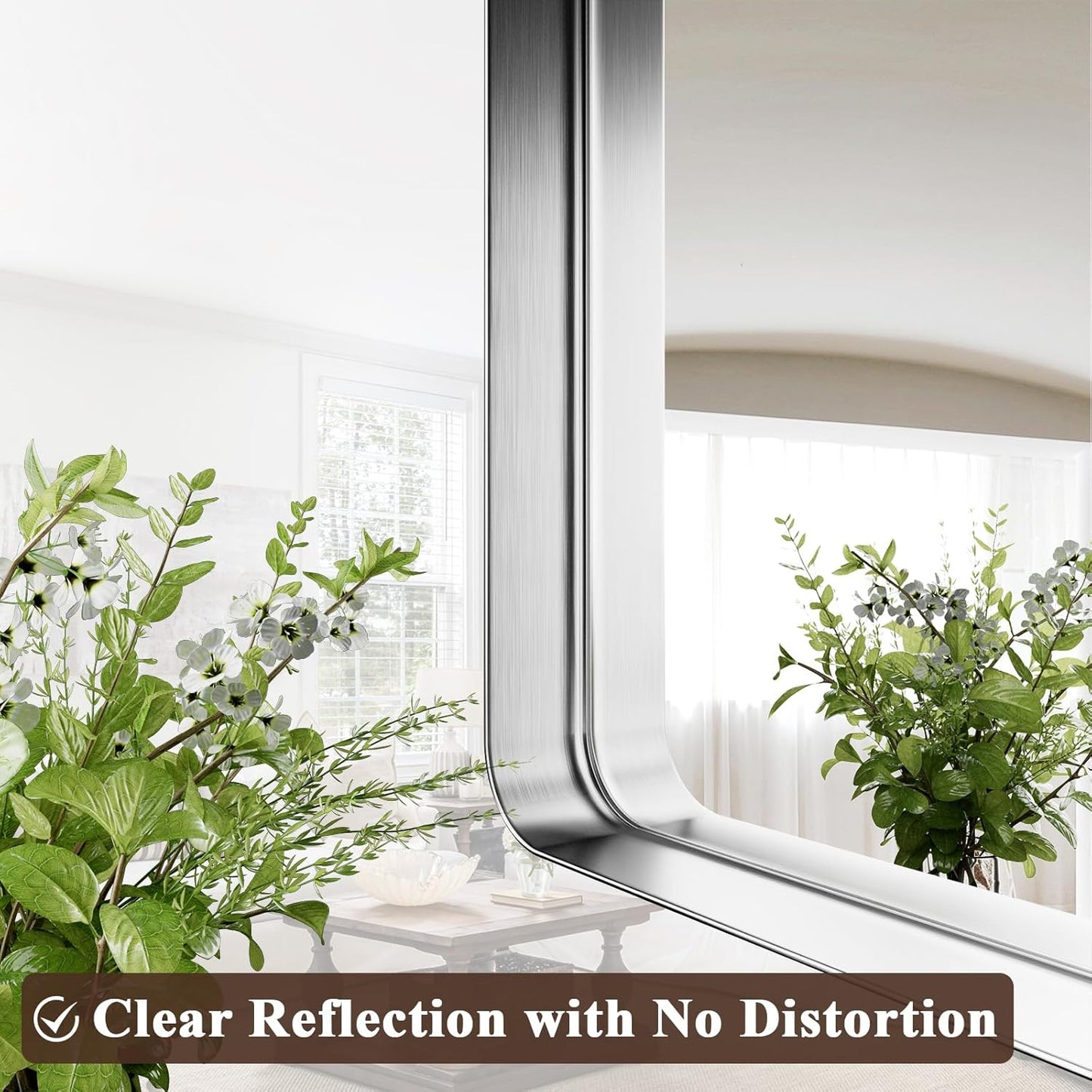 55"x 30" Silver Bathroom Mirror - Aluminum Framed Wall Mirror, Bathroom Wall Mounted Vanity Mirror, Bedroom, Living Room Wall Mirror, Hang Horizontally or Vertically