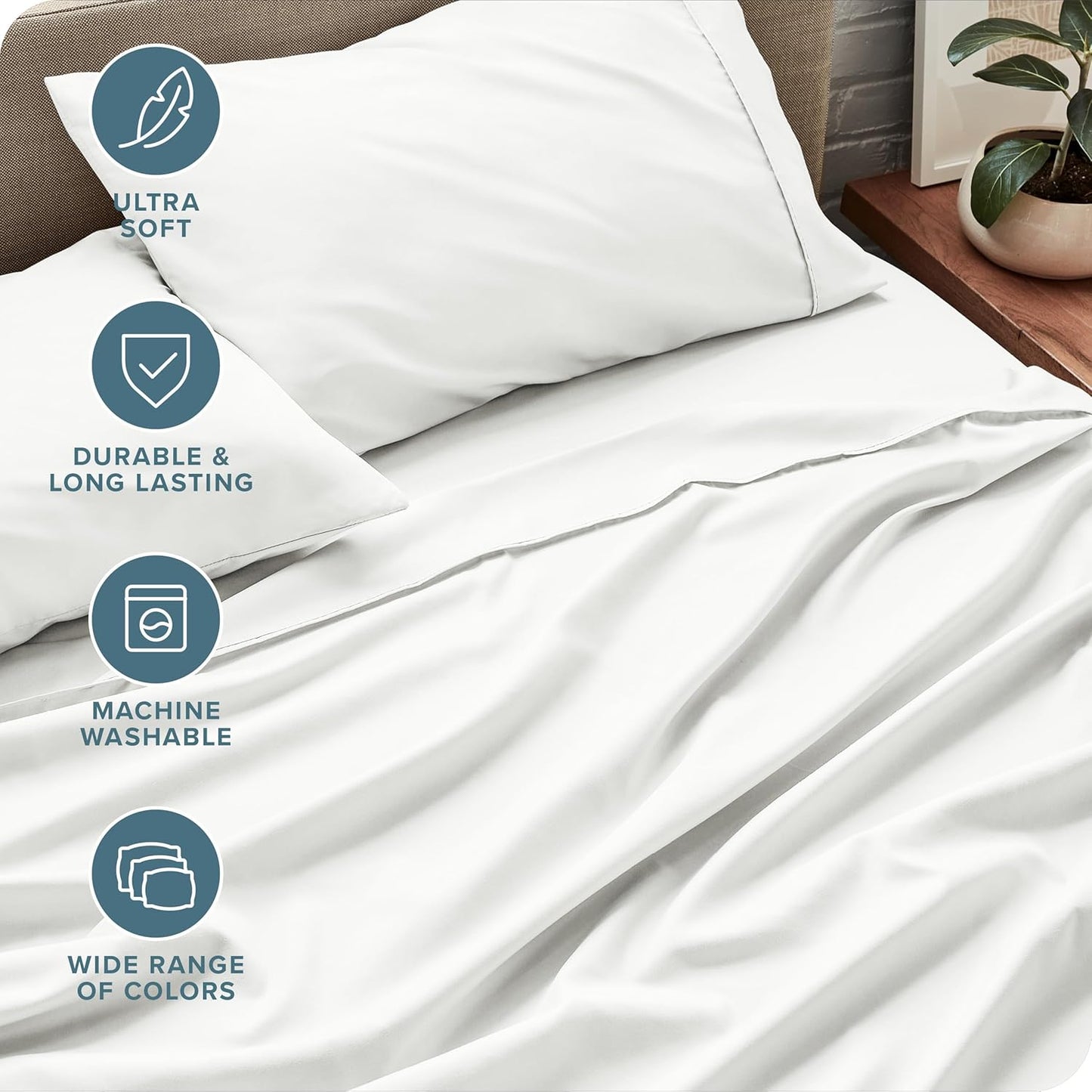 Bare Home Split Head Flex King Sheet Set - 1800 Ultra-Soft Microfiber Bed Sheets - Double Brushed - Deep Pockets - Easy Fit - 4 Piece Set - FlexTop King Bedding (Split Head Flex King, Cream)