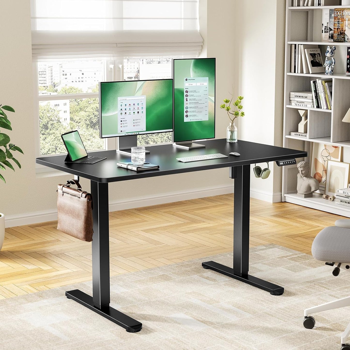 Marsail Electric Standing Desk with One-Piece Desktop,48 x 24 Height Adjustable Office Gaming Computer Desk with Deeper Tabletop,Home Office Stand up Desk with 4 Memory Presets, Table for Bedroom