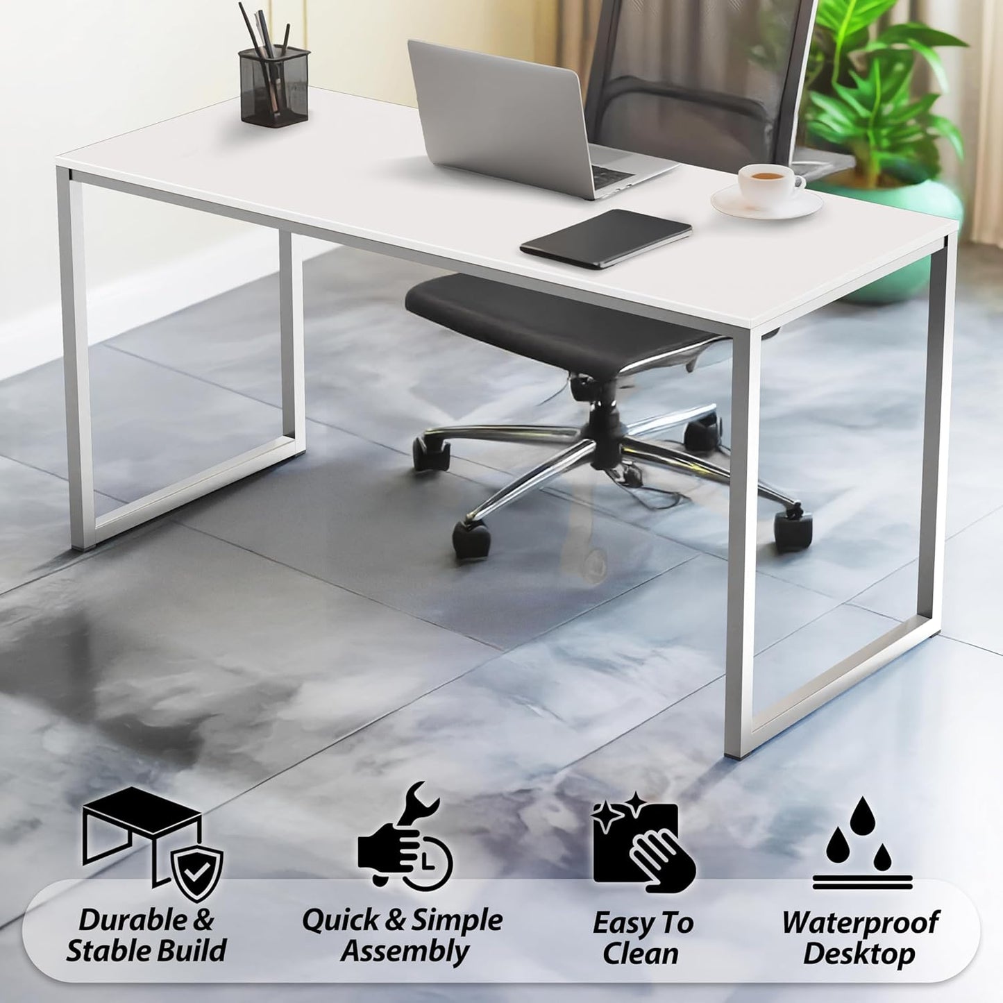 SHW Mission 48-Inch Home Office Computer Desk, White