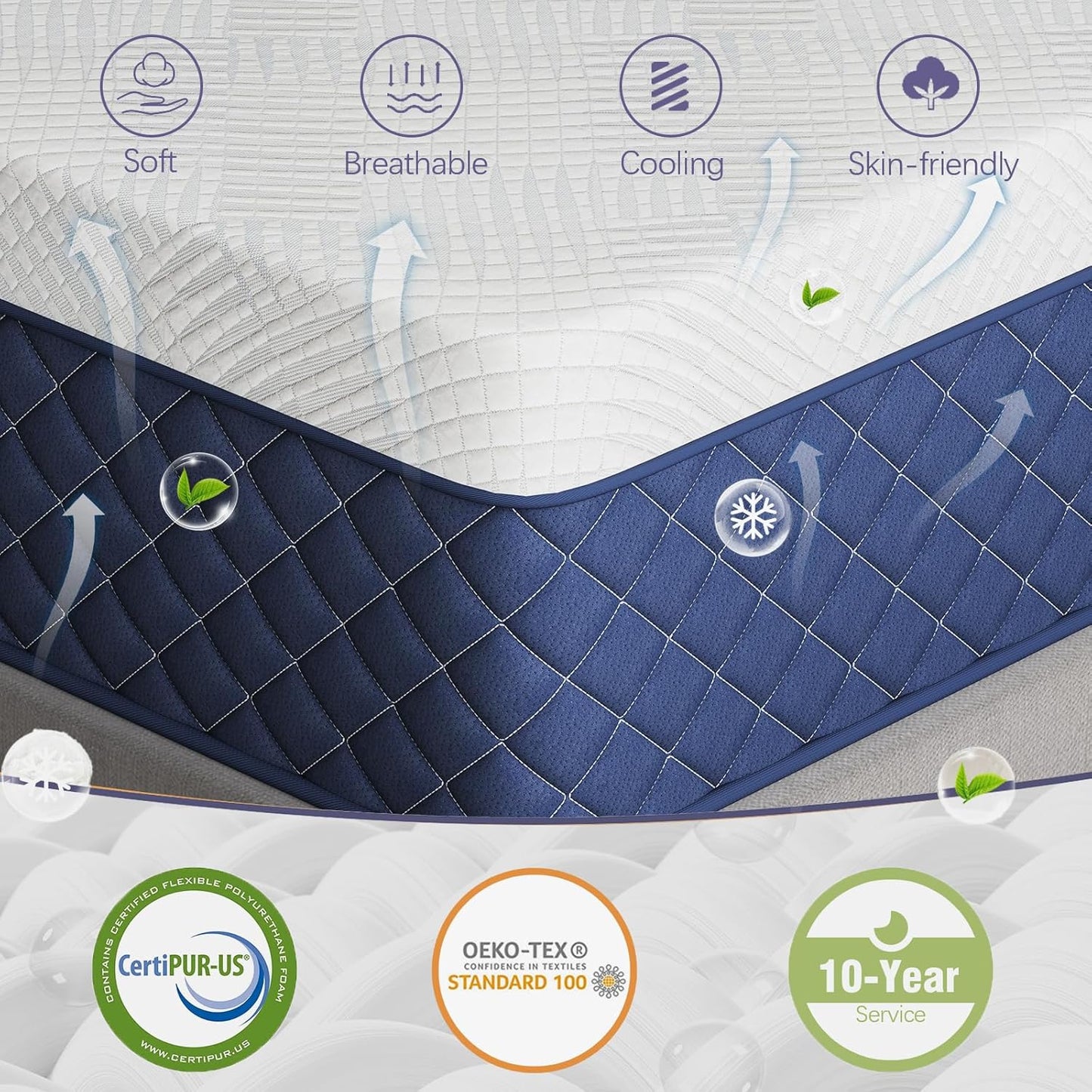 Twin Mattresses, 10 Inch Hybrid Twin Mattress in a Box, Memory Foam and Individual Pocket Spring Breathable Comfort for Sleep Supportive and Pressure Relief, CertiPUR-US, 39"*75"*10"