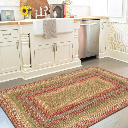 Homespice Azalea Multi Color Rectangle Braided Rug, Jute, 2x3' - Perfect Country Primitive Decor for Kitchen, Bathroom, Everywhere