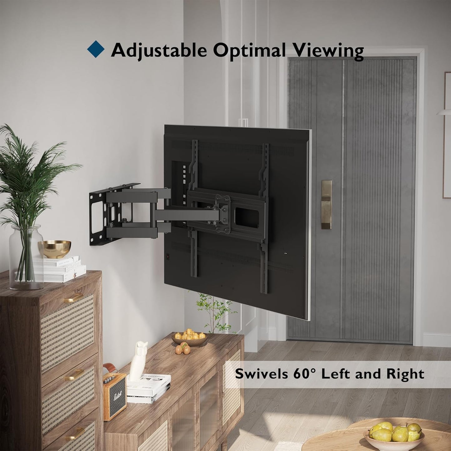 BONTEC Full Motion TV Wall Mount for 23-70 Inch TVs, Articulating Dual Arm Bracket with Tilt Swivel, Fits LED OLED LCD Flat Curved Screens, Max VESA 400x400 mm, Holds 99 lbs, Wall Panel Length 16.1in