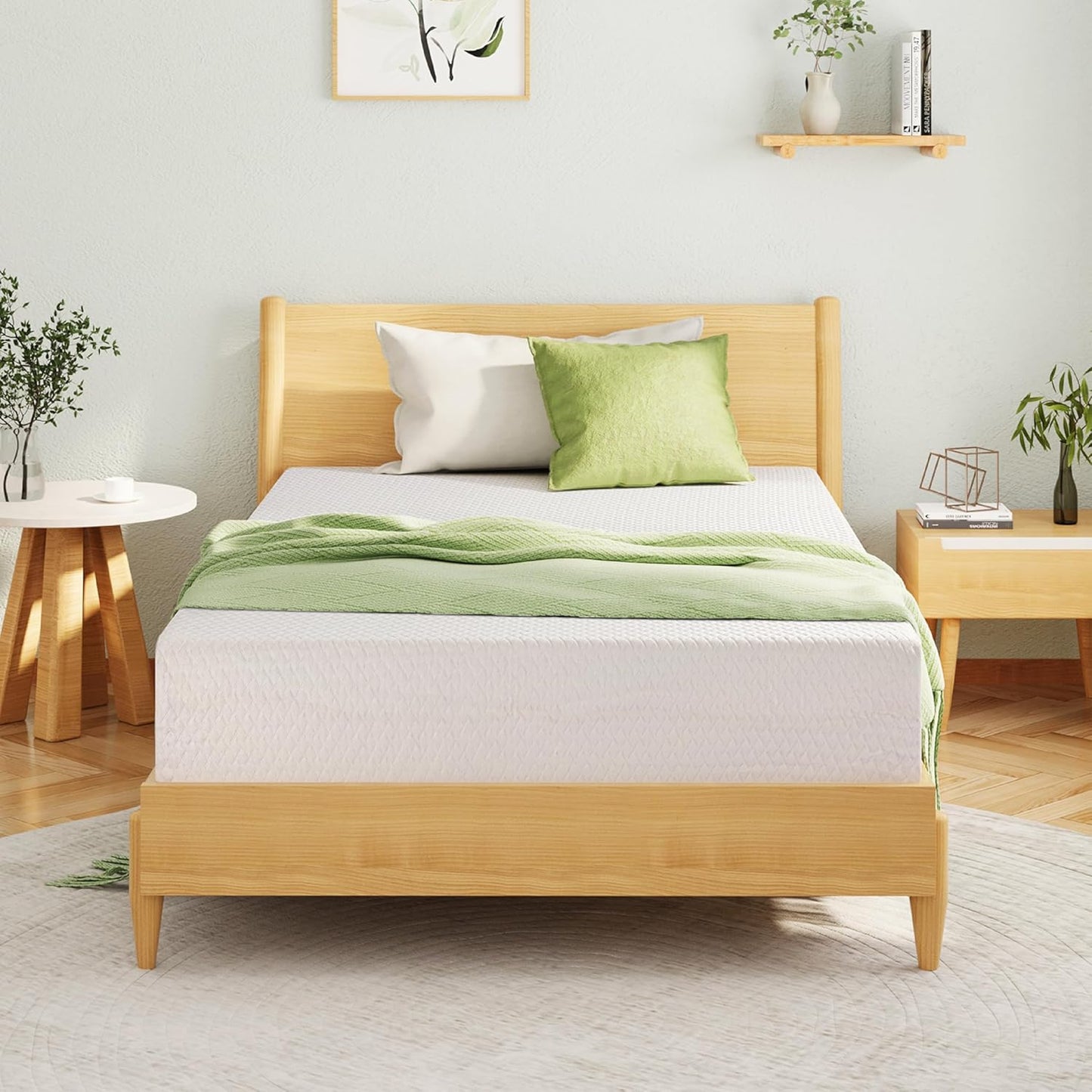 6 Inch Queen Size Mattress for Kids, Memory Foam Mattress with Cooling Green Tea Gel, Relieve Pressure with Medium Firm Support, CertiPUR-US Certified, 80''L x 60''W, White