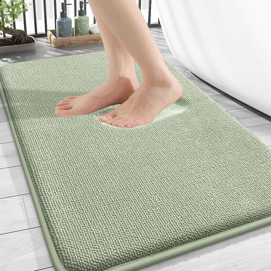 OLANLY Thick Memory Foam Bath Mat Rug 34x21, Extra Soft Absorbent Bathroom Rug, Quick Dry Bath Mats, Non-Slip, Machine Washable Carpet for Bathroom, Tub and Shower, Home Decor Accessories, Sage Green