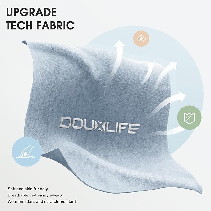 Gaming Chair, Fabric Computer Office Chair with Massage, Ergonomic Chair with Footrest Lumbar Support, Pocket Spring Widened Cushion Metal Legs 350LBS Blue