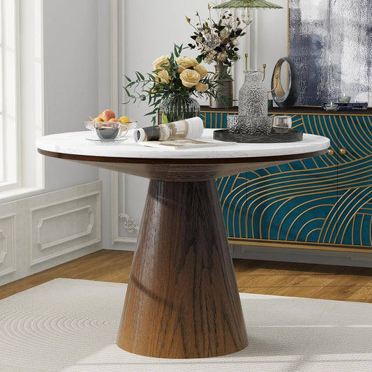 ERYE Contemporary Wooden Round Dining Table, More Decorative Rubber Wood Diningtable for Living Space