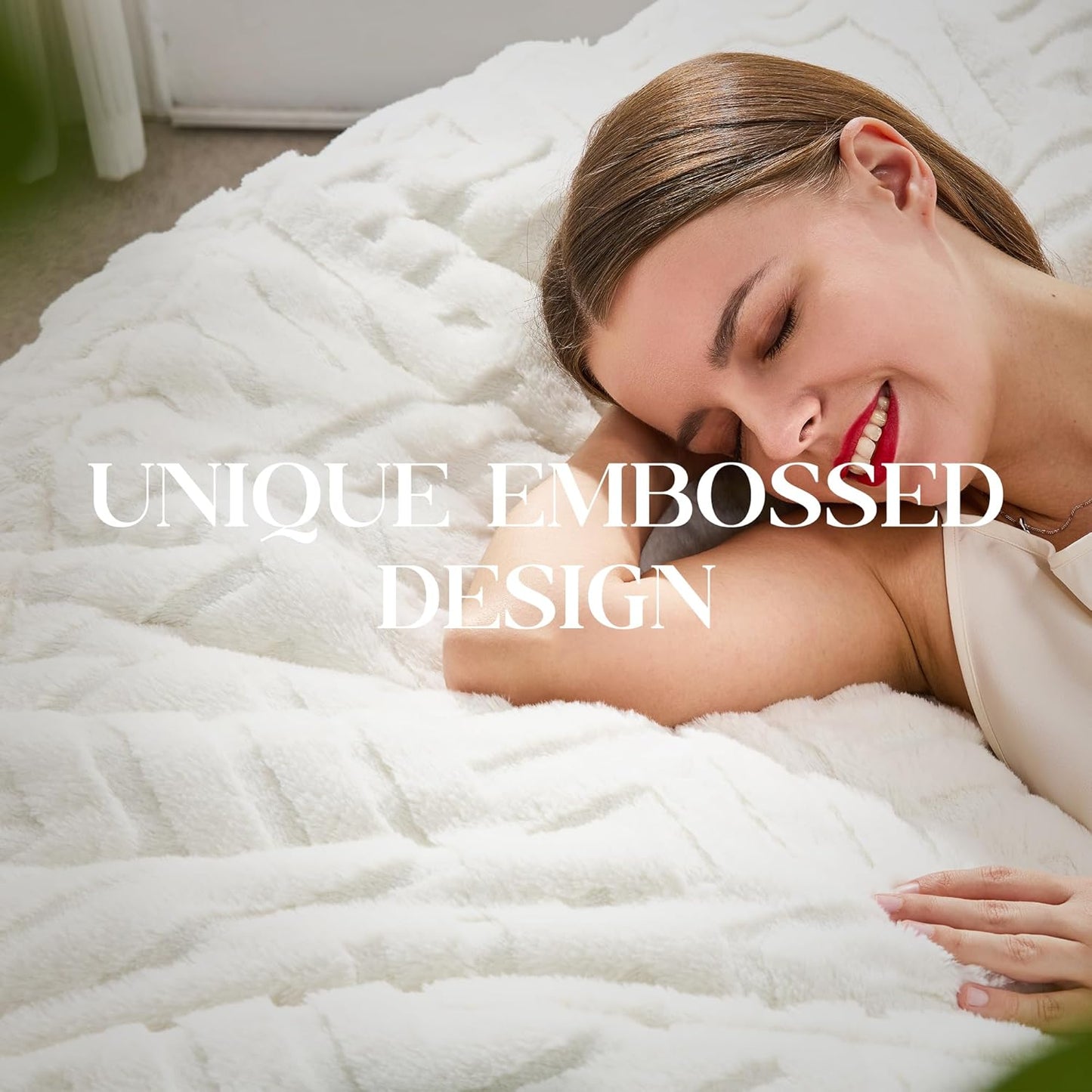 Hobestluk Bean Bag Chairs Adults Beanbag Chair with Filler Large Bean Bags with Fluffy Embossed Cover, Giant Bean Bag Chairs for Adults (White, 3FT - 36” x 36” x 22”)