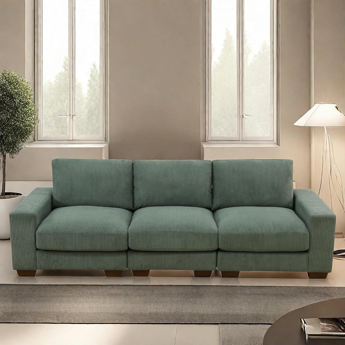 Sectional Couches Sofa for Living Room, 98″ 3 Seater Cloud Couch, Modern Comfy Modular Sectional Sofa with Deep Seats for Bedroom, Small Space, Brown