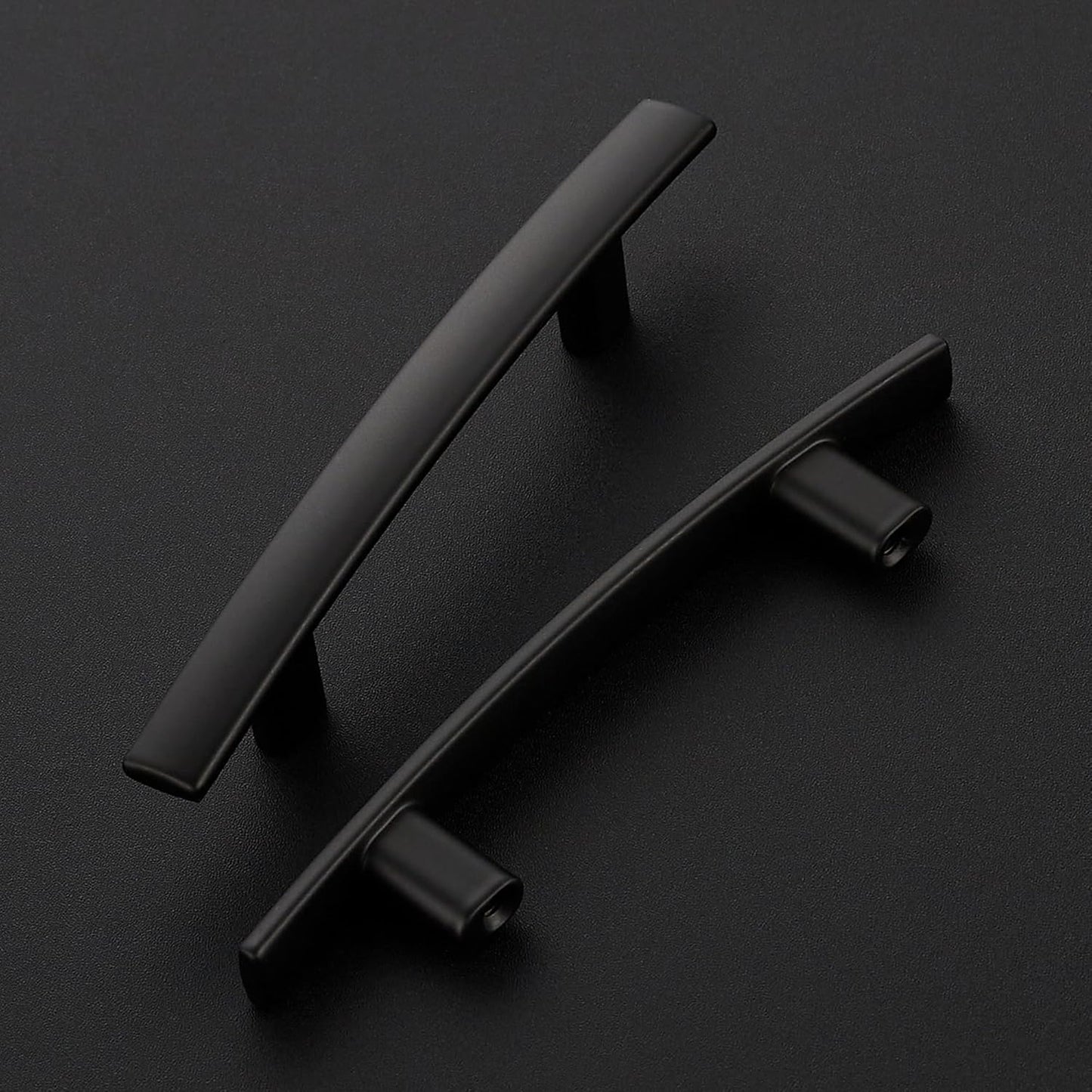 25 Pack Cabinet Handles 3" Hole Center - Curved Cabinet Pulls Black Drawer Pulls for Kitchen Cupboard Solid Hardware for Dresser Drawer Arch Hardware