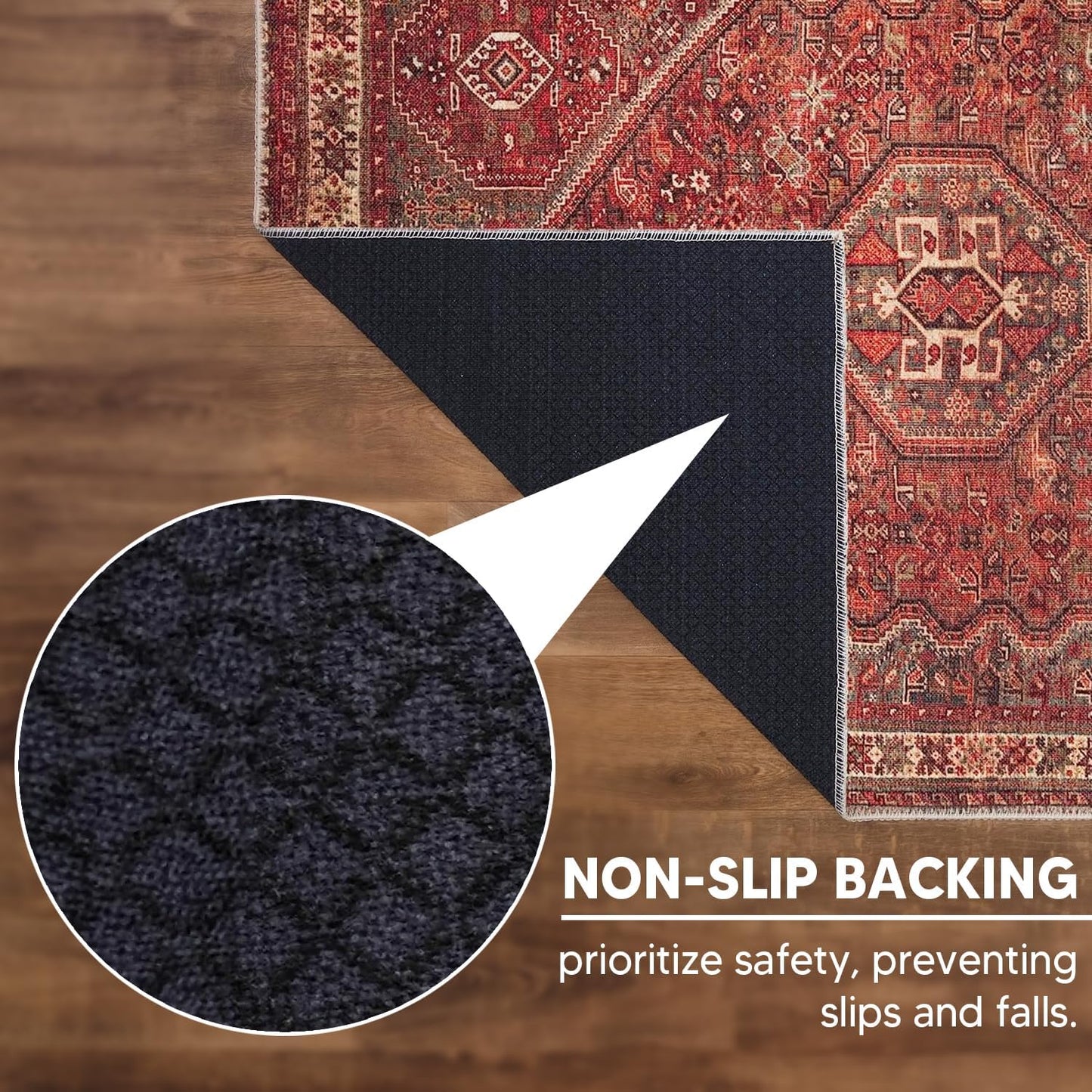 Keen Home Design 2x7 Rug - Machine Washable Runner Rug with Non-Slip Backing, Ideal for Hallway, Entryway, Kitchen, Laundry Room - Vintage, Easy Clean, Durable, Low Pile Rug - (2'6" x 7')