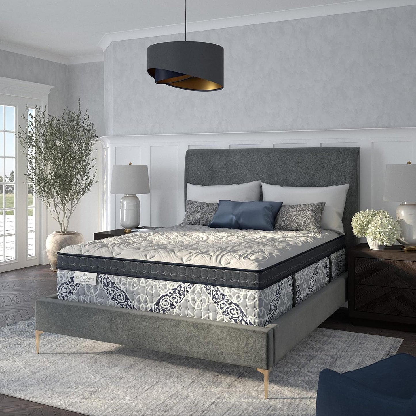 Kingsdown Passions Kelbrooke 16" Plush Euro Pillow Top Hybrid Mattress Full, Cool Gel Memory Foam Layer Motion Isolation Quilted Top Premium Mattress