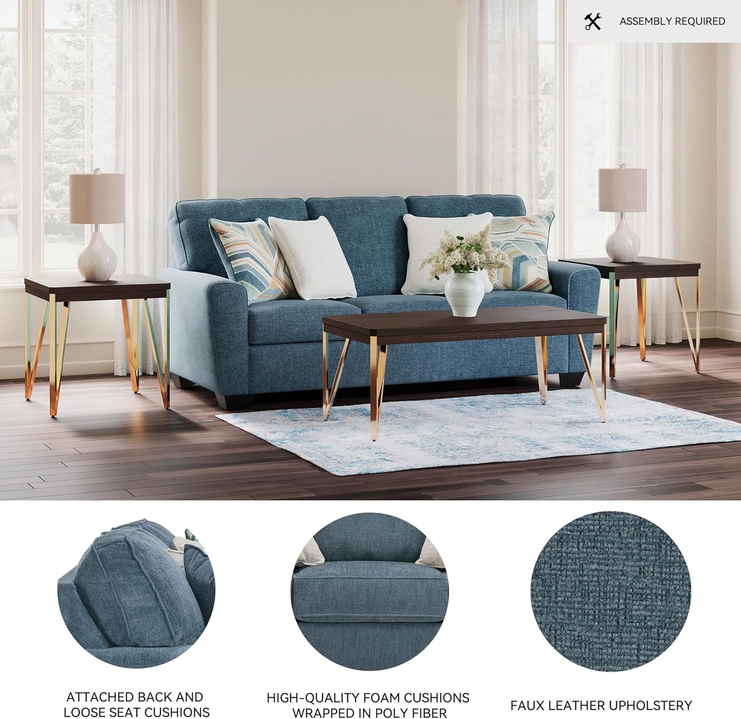 Signature Design by Ashley Cashton Casual Sofa for Living Room, Blue