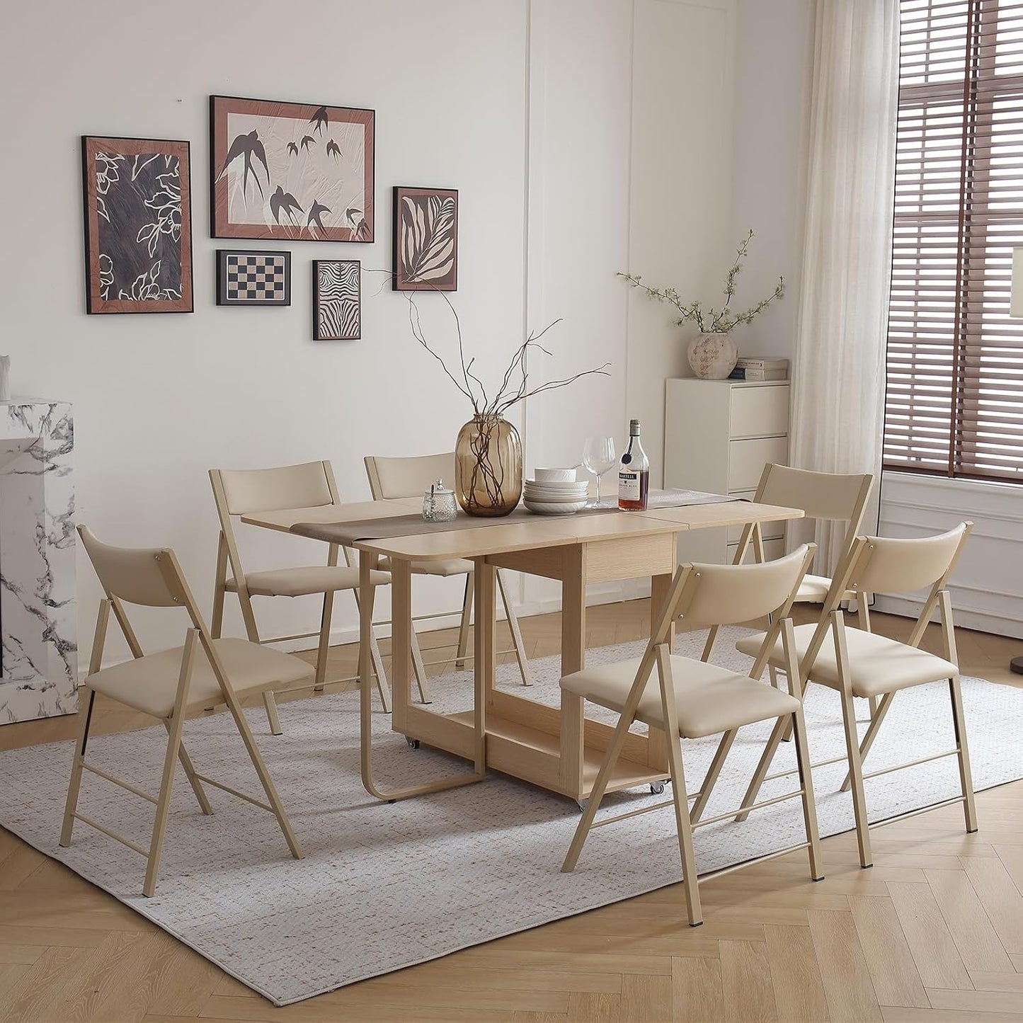 Folding Chairs with Cushion 2 Pack - Heavy Duty Steel Frame Foldable Dining Chairs, Waterproof Leather Indoor Outdoor Comfortable Folding Chairs for Home, Conference Rooms, Weddings, Events (Wood)