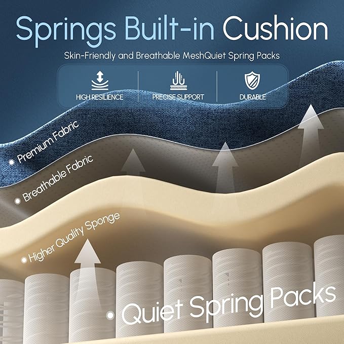 Dowinx Fabric Gaming Chair with Pocket Spring Cushion,Breathable Computer Chair with Massage Lumbar Support and Footrest,High Back Game Office Chair for Adult,Dark Blue