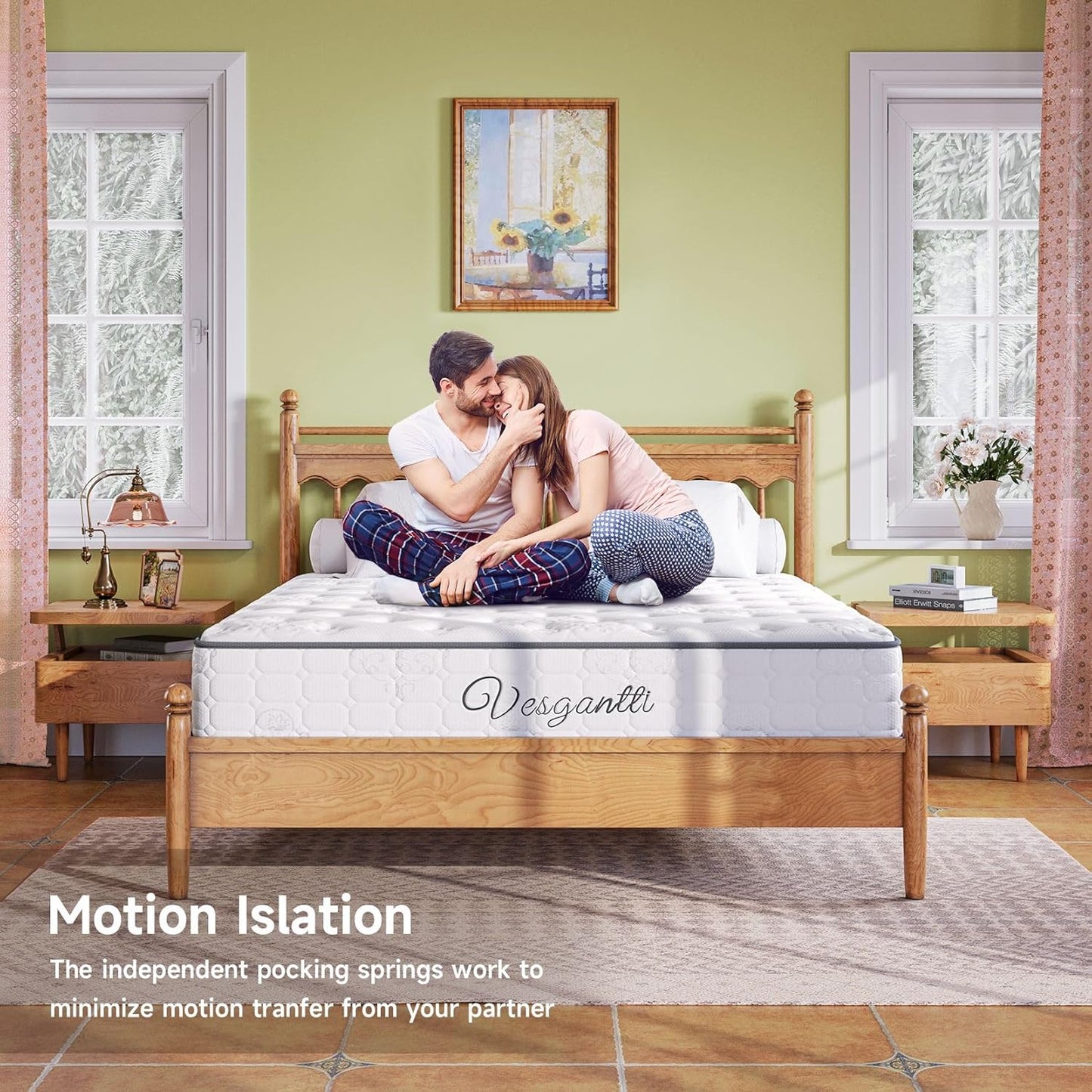 Vesgantti Twin Mattress, 10 Inch Innerspring Hybrid Single Bed Mattress in a Box with Breathable Foam and Pocket Spring, Ergonomic Design, Medium Firm Feel