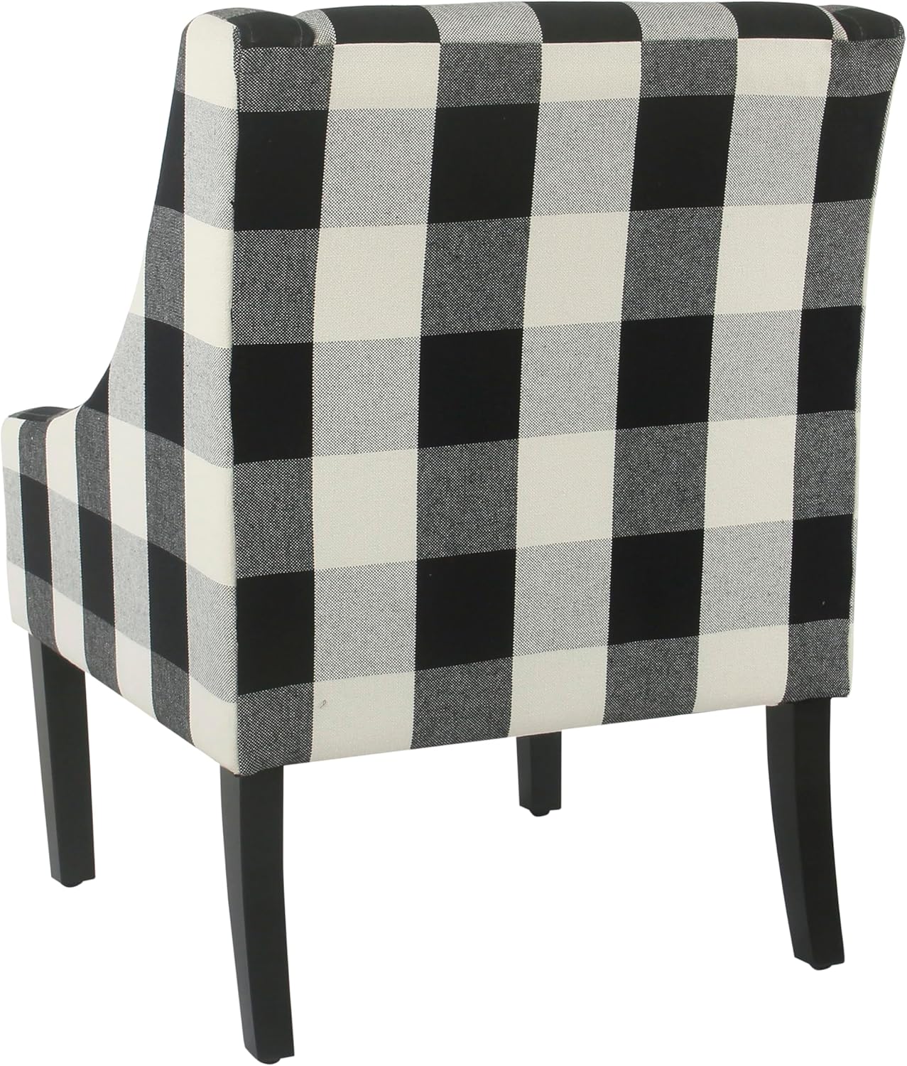 Homepop Home Decor | Upholstered Swoop Arm Accent Chair | Accent Chairs for Living Room & Bedroom | Decorative Home Furniture, Black Plaid