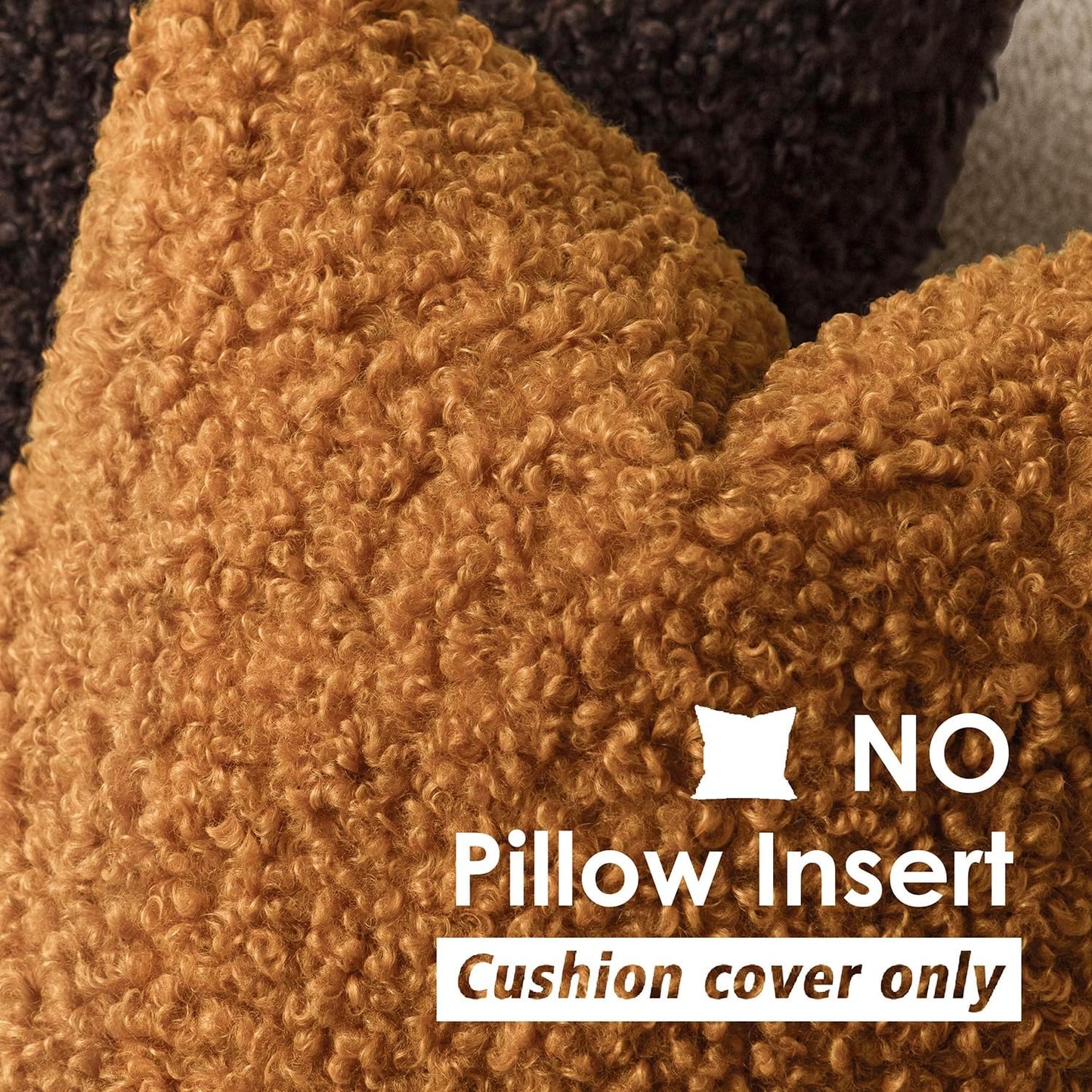 Foindtower Set of 2 Curly Teddy Wool Pillow Covers Decorative Boucle Textured Lumbar Throw Pillow Faux Fur Sherpa Pillowcases Sheepskin Fuzzy Cushion Case for Sofa Bedroom Car 12"x20" Orange