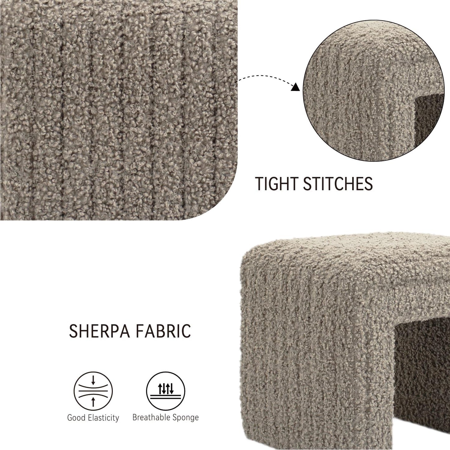 Get Set Style Vanity Stool Chair,Modern Wool Ottoman Foot Stool with Wooden Legs for Sofa Ottoman Bench Footstool Extra Seat for Vanity,Makeup Room,Living Room,Entryway(Fully Assembled)