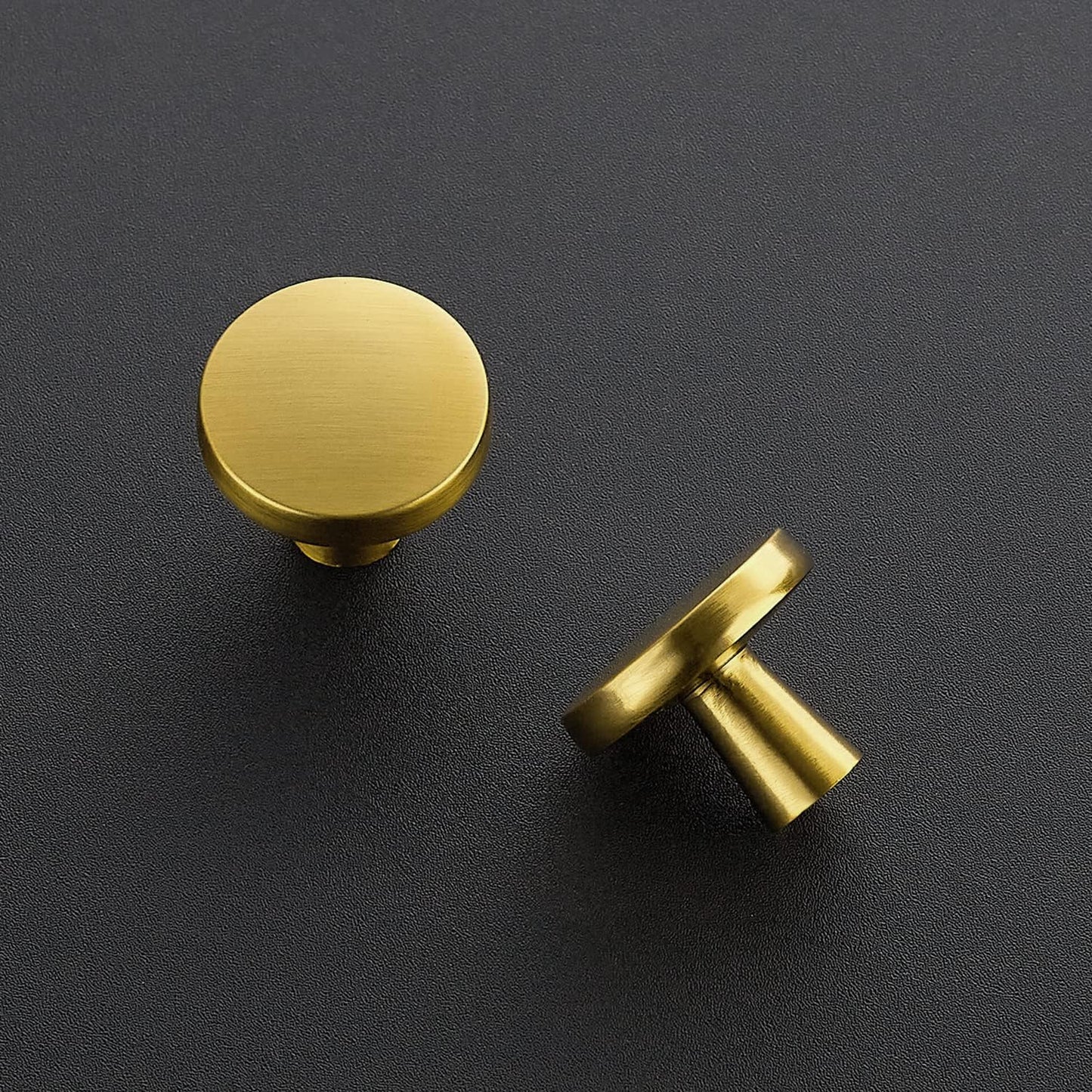 Ravinte 25 Pack Drawer Pulls 1-1/4 Inch Kitchen Cabinet Knobs Solid Brushed Brass Round Dresser Drawer Knobs Gold Dresser Knobs Drawer Knobs Simple Cabinet Hardware for Cupboard Drawer Pulls