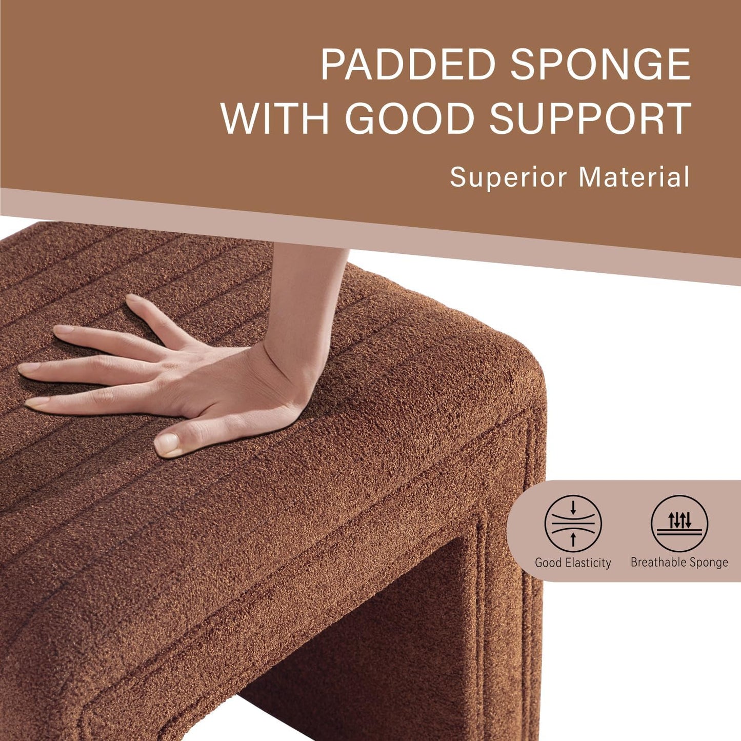Get Set Style Vanity Stool Chair,Modern Wool Ottoman Foot Stool with Wooden Legs for Sofa Ottoman Bench Footstool Extra Seat for Vanity,Makeup Room,Living Room,Entryway(Fully Assembled)