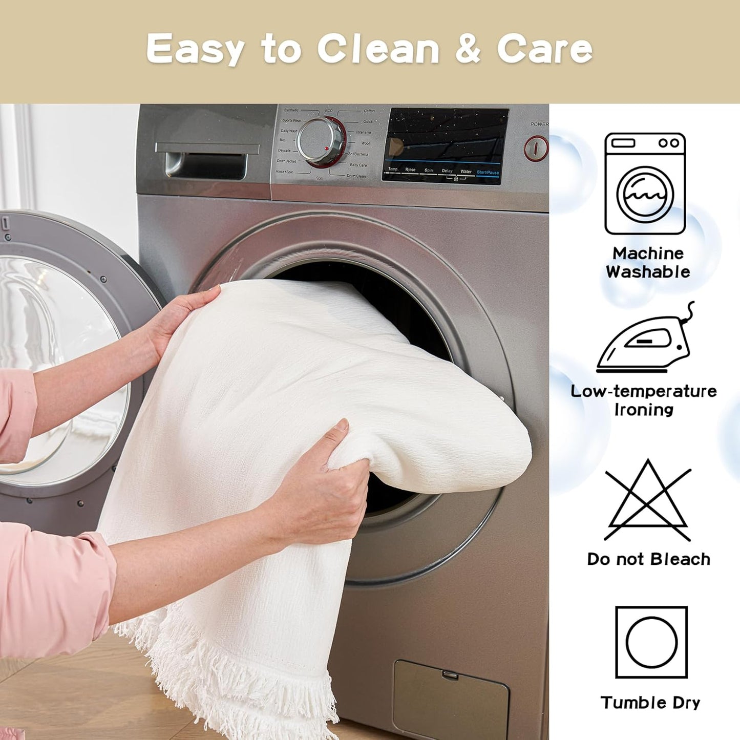 MYSKY HOME Couch Cover for Dogs Washable Couch Covers Couch Covers for Dogs Couch Cover 2 Cushion Sofa Non Slip Dogs Furniture Protector with Tassels Chenille Sofa Covers for Pets, 71"x102", White