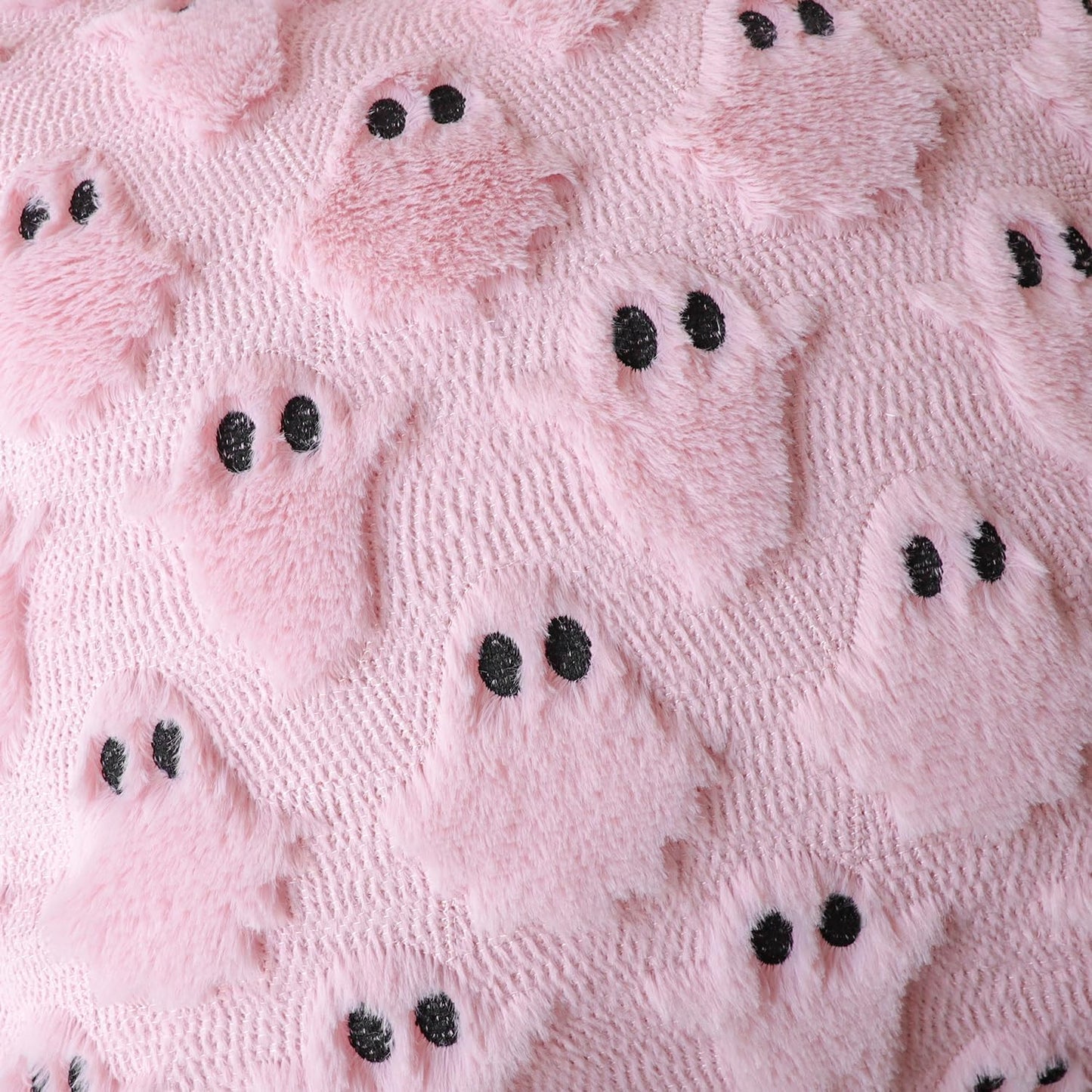 4TH Emotion Halloween Ghost Decorative Pillow Covers 18x18 Set of 2, Pink Soft Plush Faux Fur Farmhouse Throw Cushion Cases for Fall Autumn Holiday Home Decorations