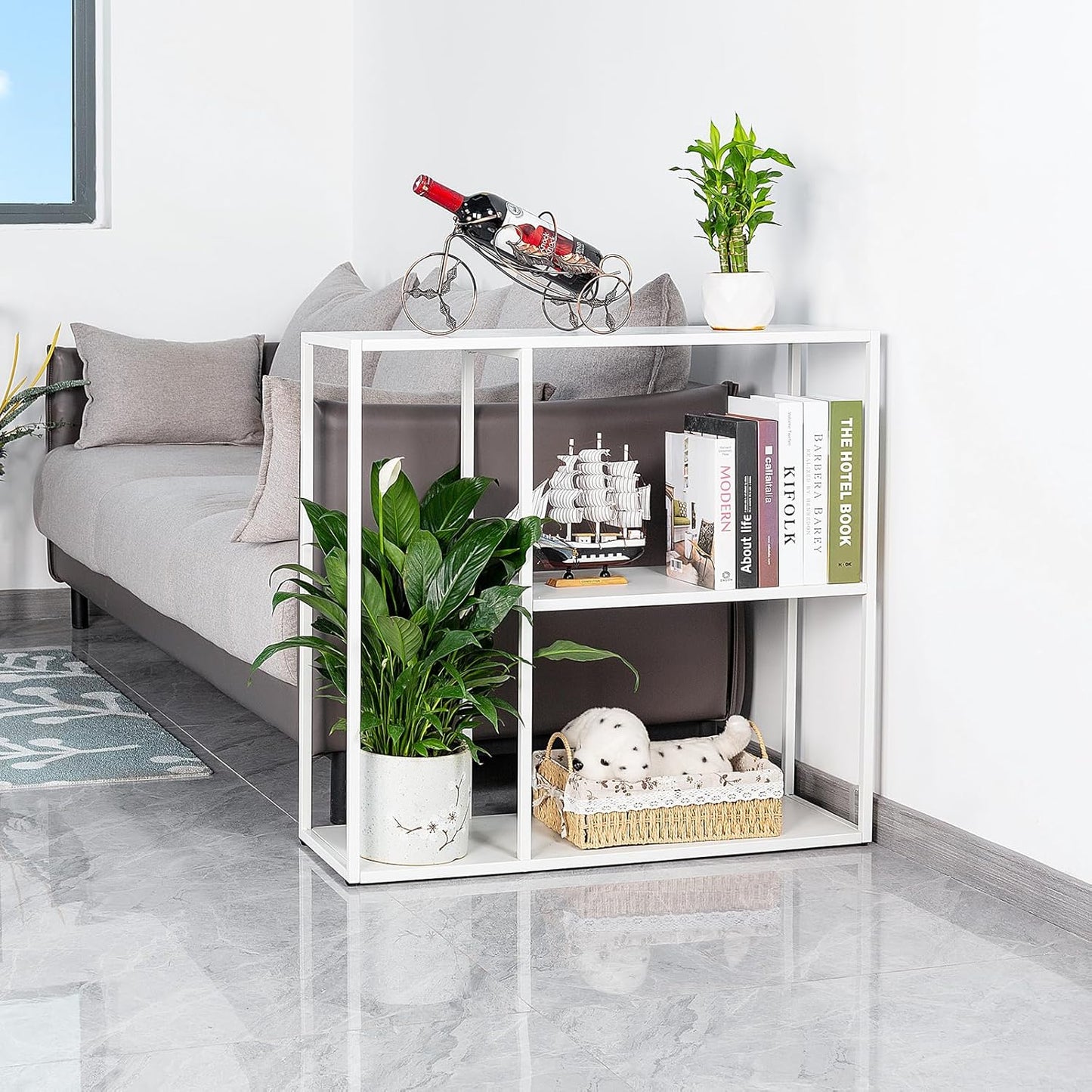 HDANI Console Table, Narrow Entryway Table, 3 Tier Metal Hallway Table, 9.8''Dx31.5''Wx29.7''H(White)