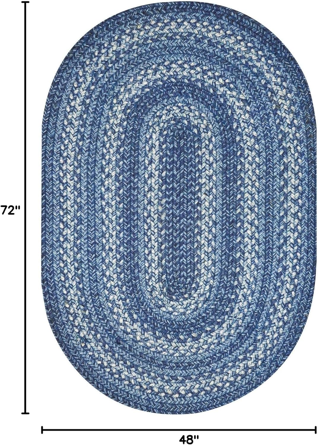 Homespice Denim Jute Blue 4x6' Braided Rugs Oval Rugs for Living Room, Bedroom Rug and Dining Room. Pet Friendly. Decor Styles- Farmhouse Rug, Rustic, Vintage, Cottage, Primitive, Country, Boho Rug