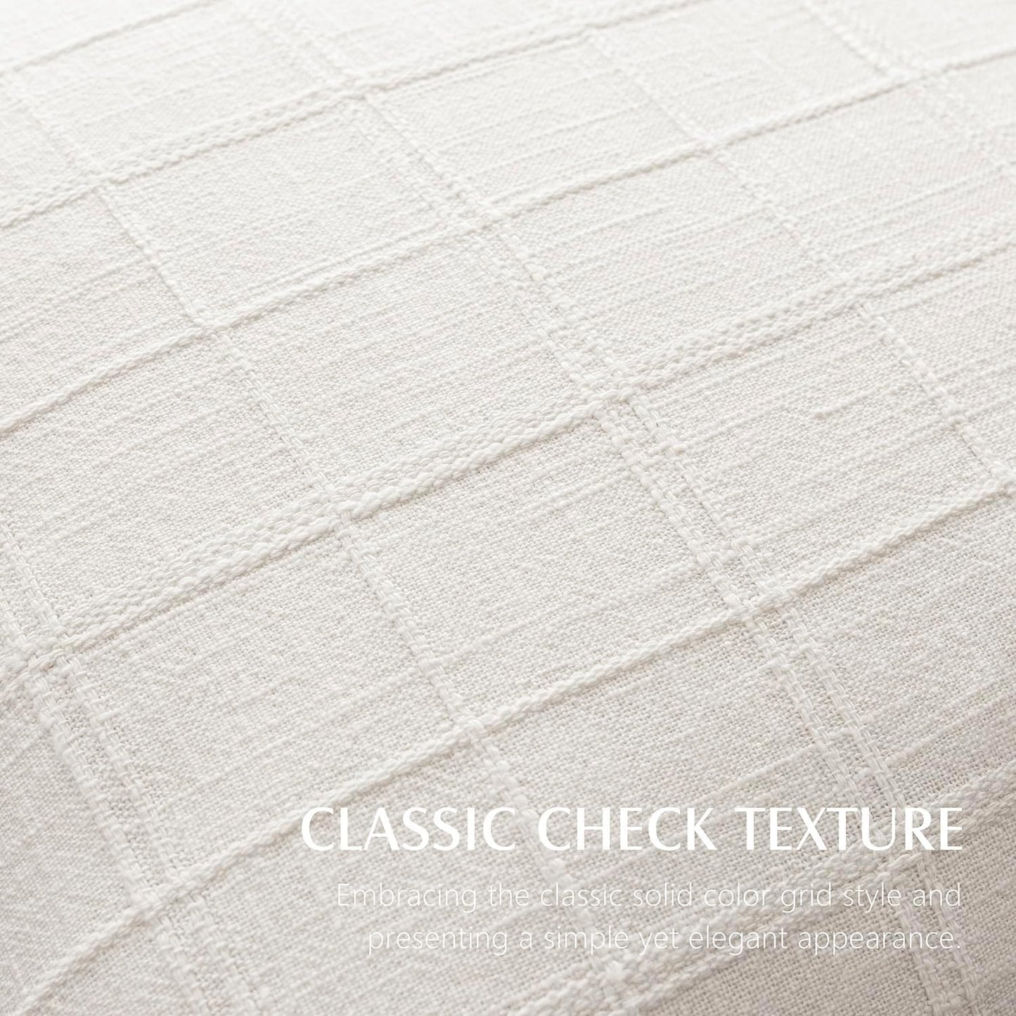 Foindtower Set of 2 Decorative Linen Check Throw Pillow Covers Neutral Farmhouse Vintage Cushion Covers Modern Boho Home Decor for Sofa Chair Couch Bedroom Living Room Outdoor,20×20 Inch,Cream White