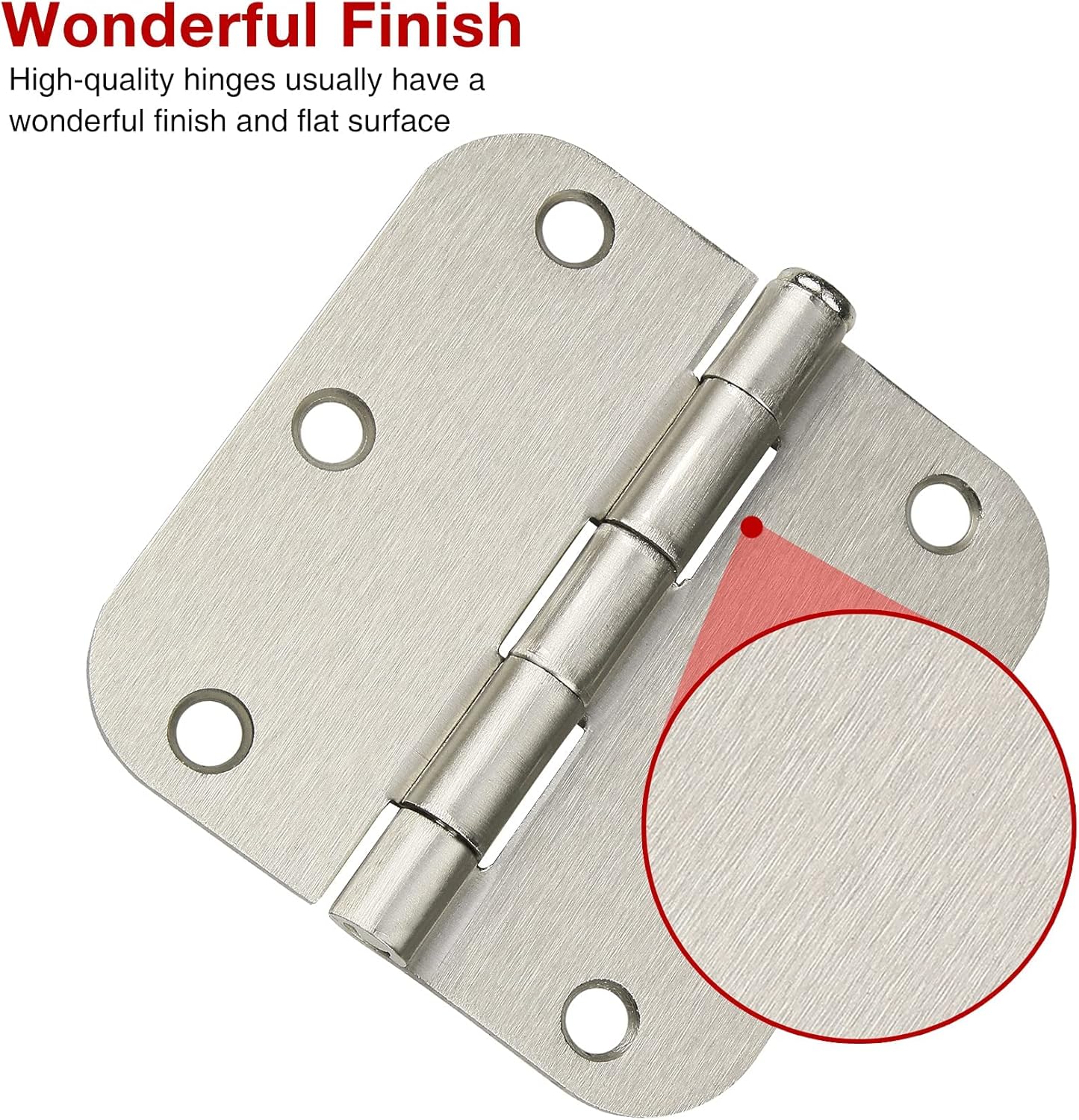 30 Pack Satin Nickle Door Hinges Brushed 3.5 Inch Interior Rounded 5/8" Radius 3-1/2" Flat Iron Hinge Hardware House Bifold Table Farmhouse Bedroom Office Living Room Decor 3½" Accessories for Doors