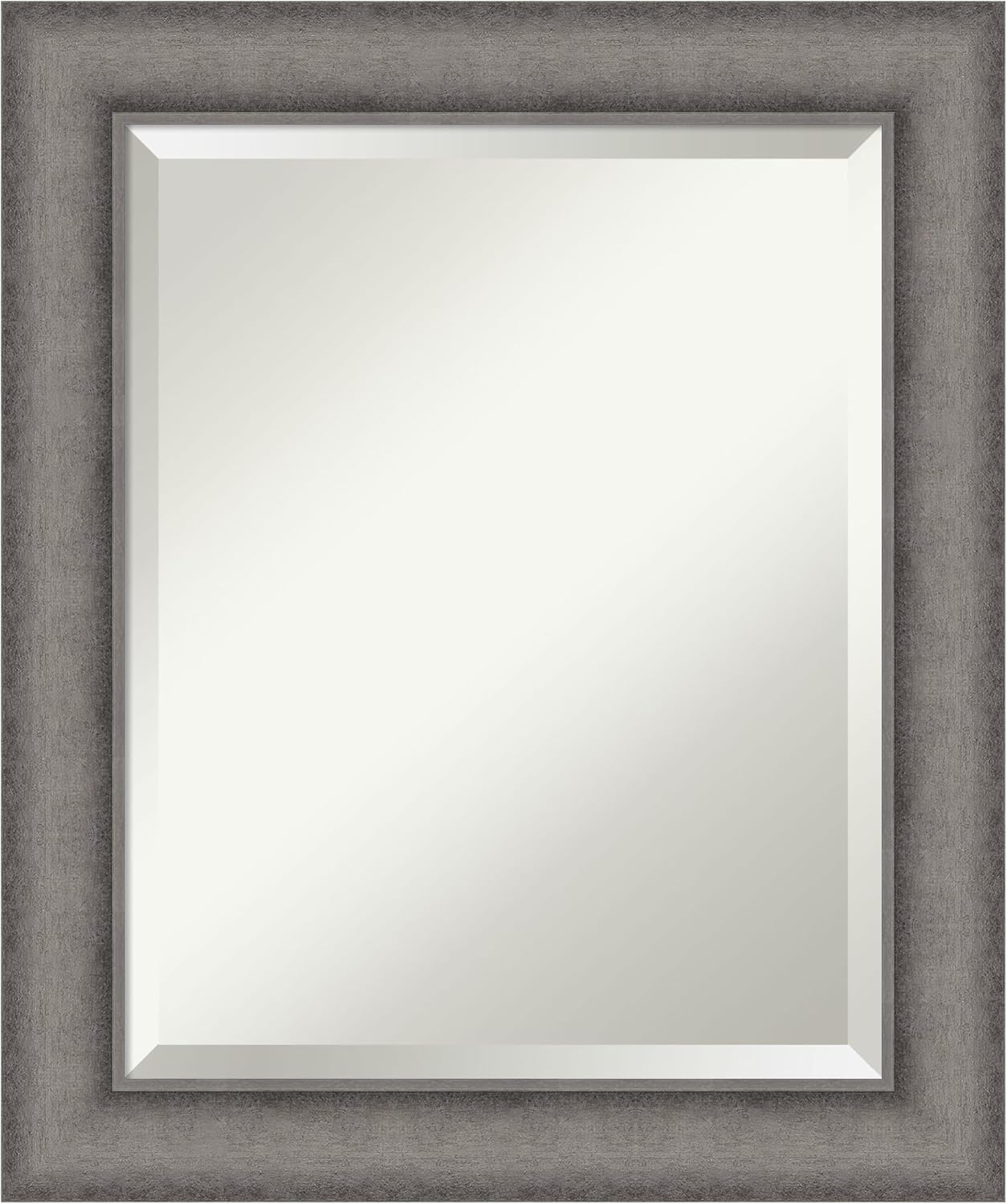 Amanti Art Grey Wall Mirror 25x21 Burnished Concrete Rectangle Bathroom Mirror for Wall Decor Living Room, Small Modern Contemporary Wood Frame, Hangs Horizonally and Vertically, Bathroom Decor
