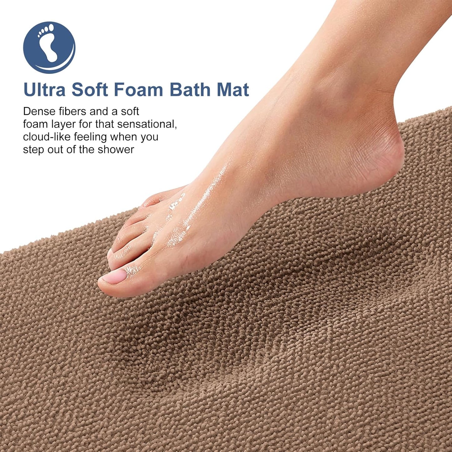 OLANLY Thick Memory Foam Bath Mat Rug 24x16, Extra Soft Absorbent Bathroom Rug, Quick Dry Bath Mats, Non-Slip, Machine Washable Carpet for Bathroom, Tub and Shower, Home Decor Accessories, Mocha