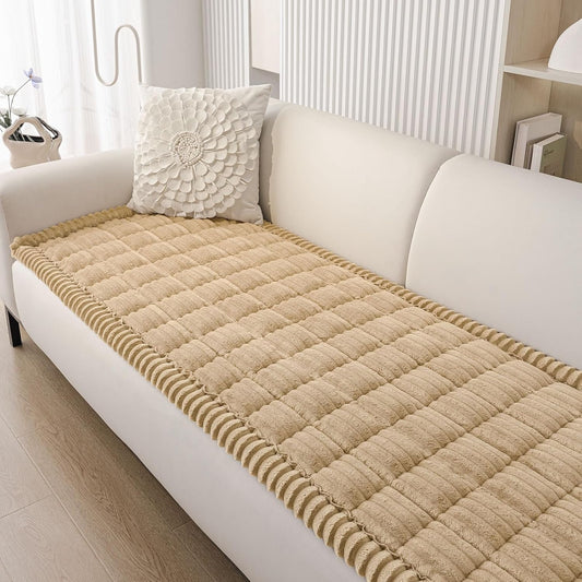 Smiry Couch Cover for Dogs Washable, Non Slip Fuzzy Pet Couch Covers for 3 Cushion Sofa Pet Friendly, Thick Soft Sofa Slipcovers Cushion Protector (Camel, 27.6" x 59")