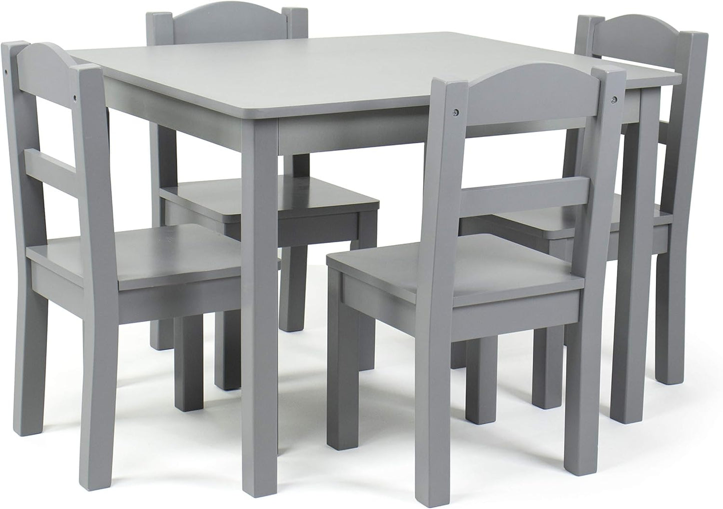 Humble Crew Kids Wooden Table and 4 Chairs Set, Grey - Kids Table and Chair Set for Toddlers and Children for Arts, Crafts, and Snack Time - Sturdy, Durable Toddler Activity Table