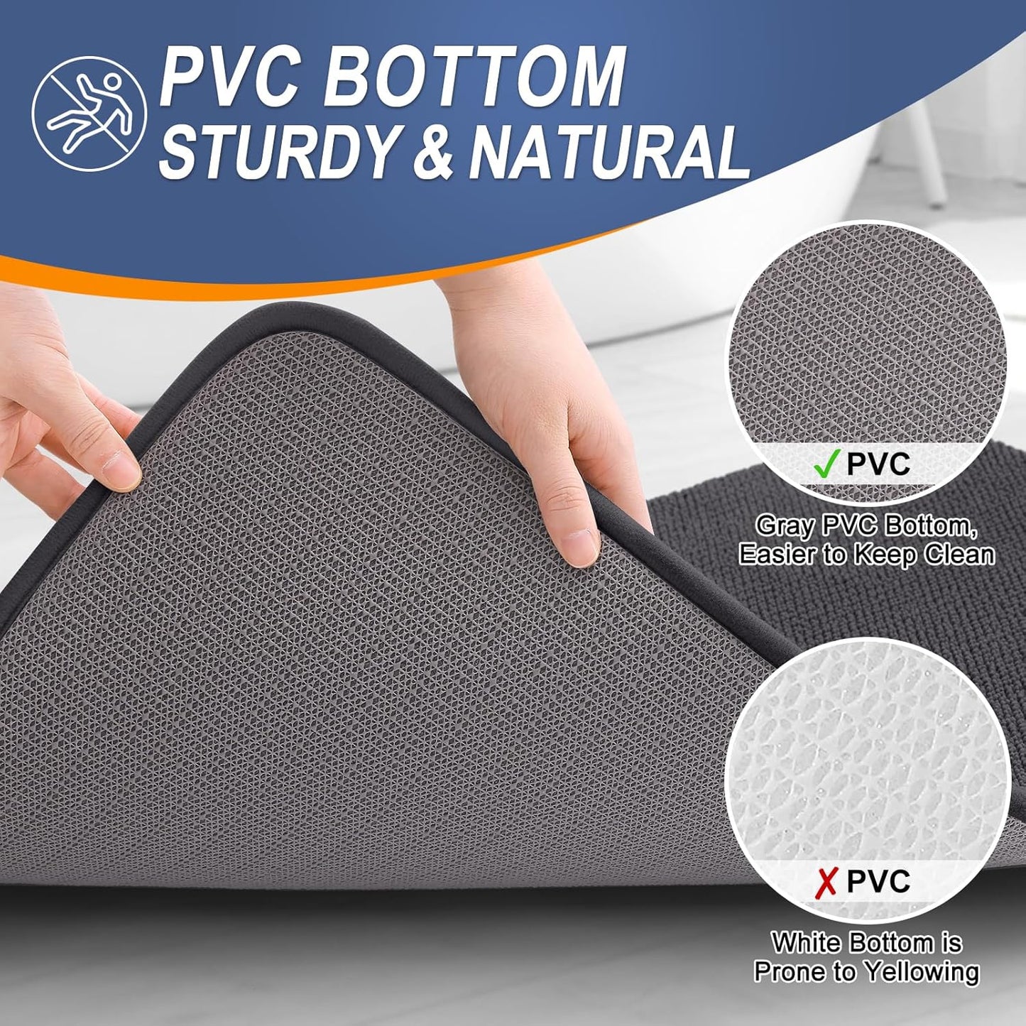 OLANLY Thick Memory Foam Bath Mat Rug 24x16, Extra Soft Absorbent Bathroom Rug, Quick Dry Bath Mats, Non-Slip, Machine Washable Carpet for Bathroom, Tub and Shower, Home Decor Accessories, Dark Grey