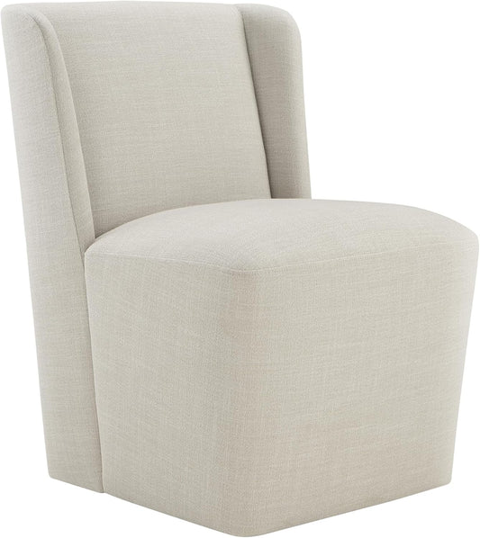 Dining Chairs with Casters No Assembly Upholstered Wingback Single Sofa Armless Deskchair for Bedroom Waiting Room Kitchen Diningroom