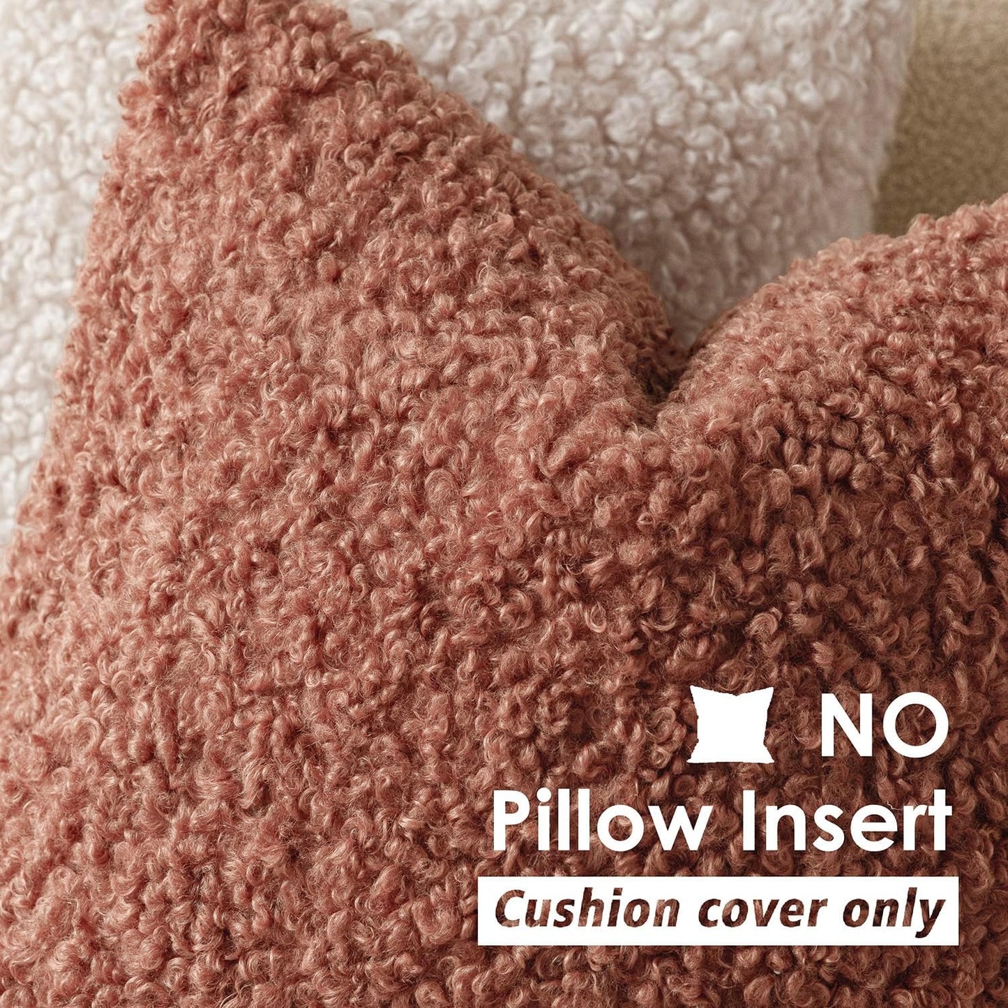 Foindtower 2 Pieces 26x26 Inch Dusty Pink, Faux Fur Throw Pillow Cover Accent Sherpa Furry Pillow Covers Fuzzy Soft Pillowcases Cozy Sheepskin Decorative Fleece Cushion Case for Bed Couch Living Room