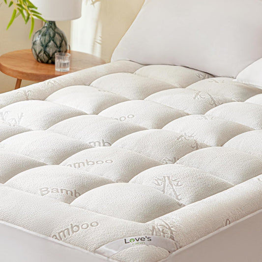 Love's cabin King Size Mattress Topper, Rayon Derived from Bamboo, 900 GSM Breathable Mattress Topper Pad, Thick Pillow Top Mattress Pad with 8"-20" Deep Pocket(78"x80")